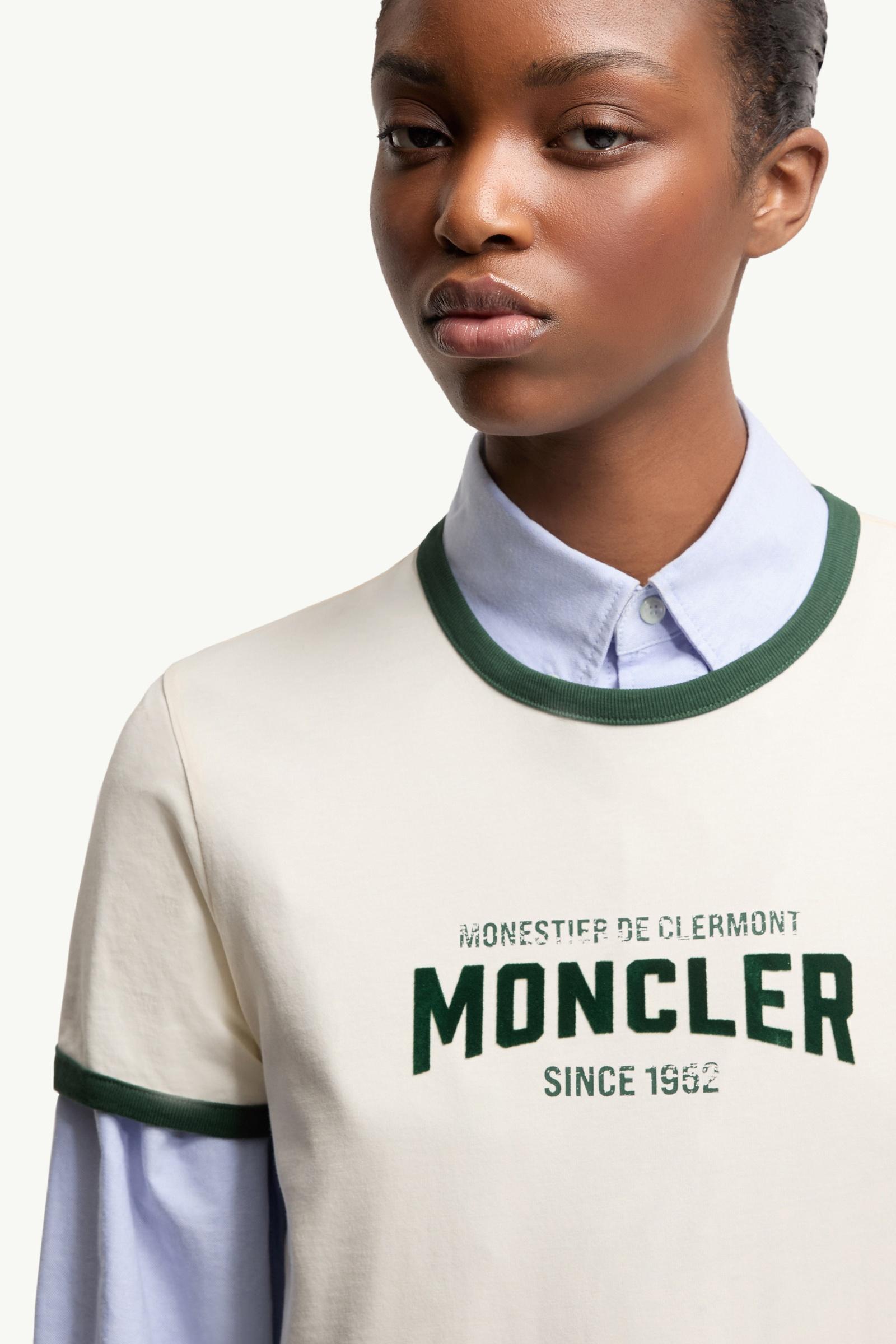 Moncler Flock Logo Jersey T-Shirt White Ivory White Ivory