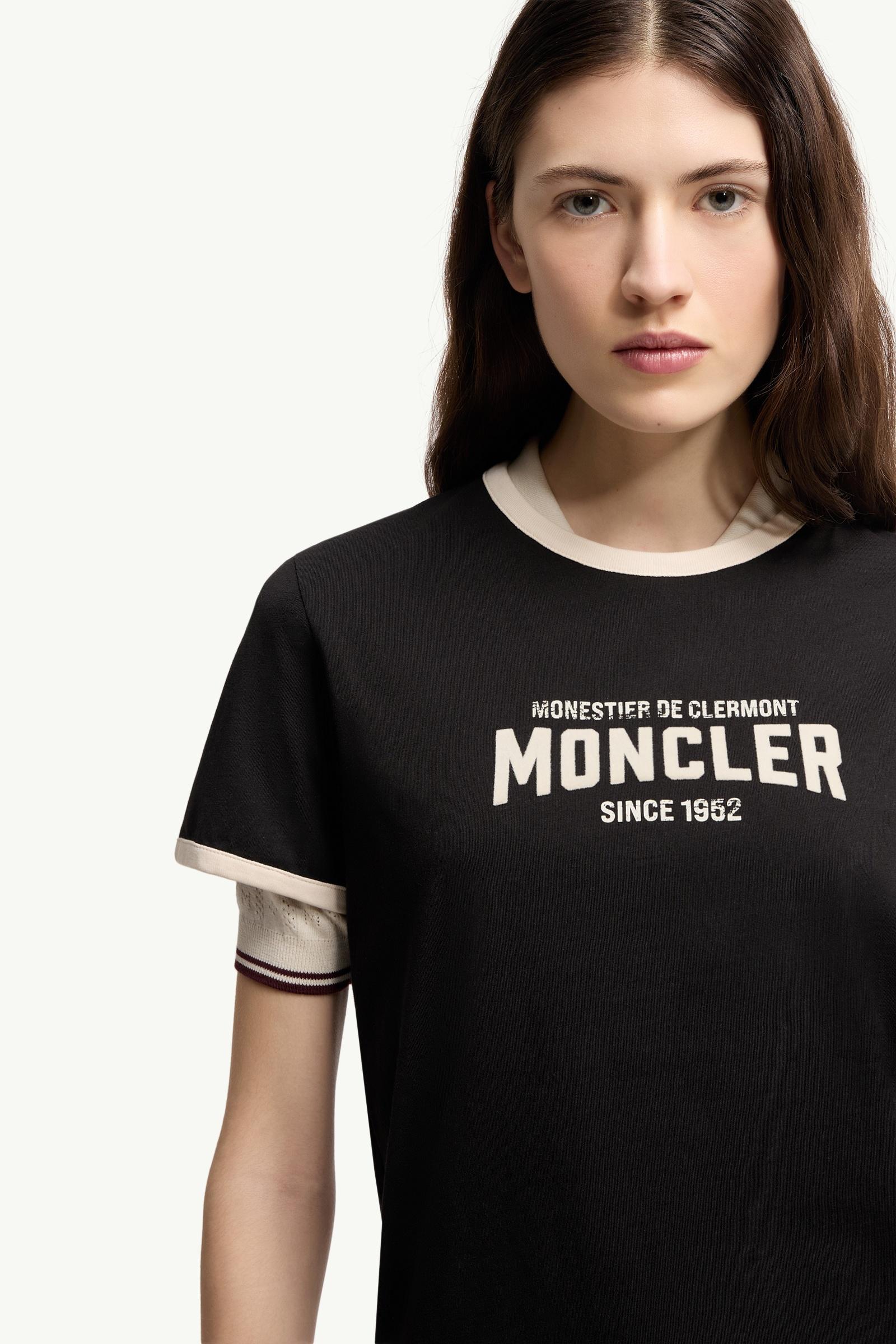 Moncler Flock Logo Jersey T-Shirt Black Black
