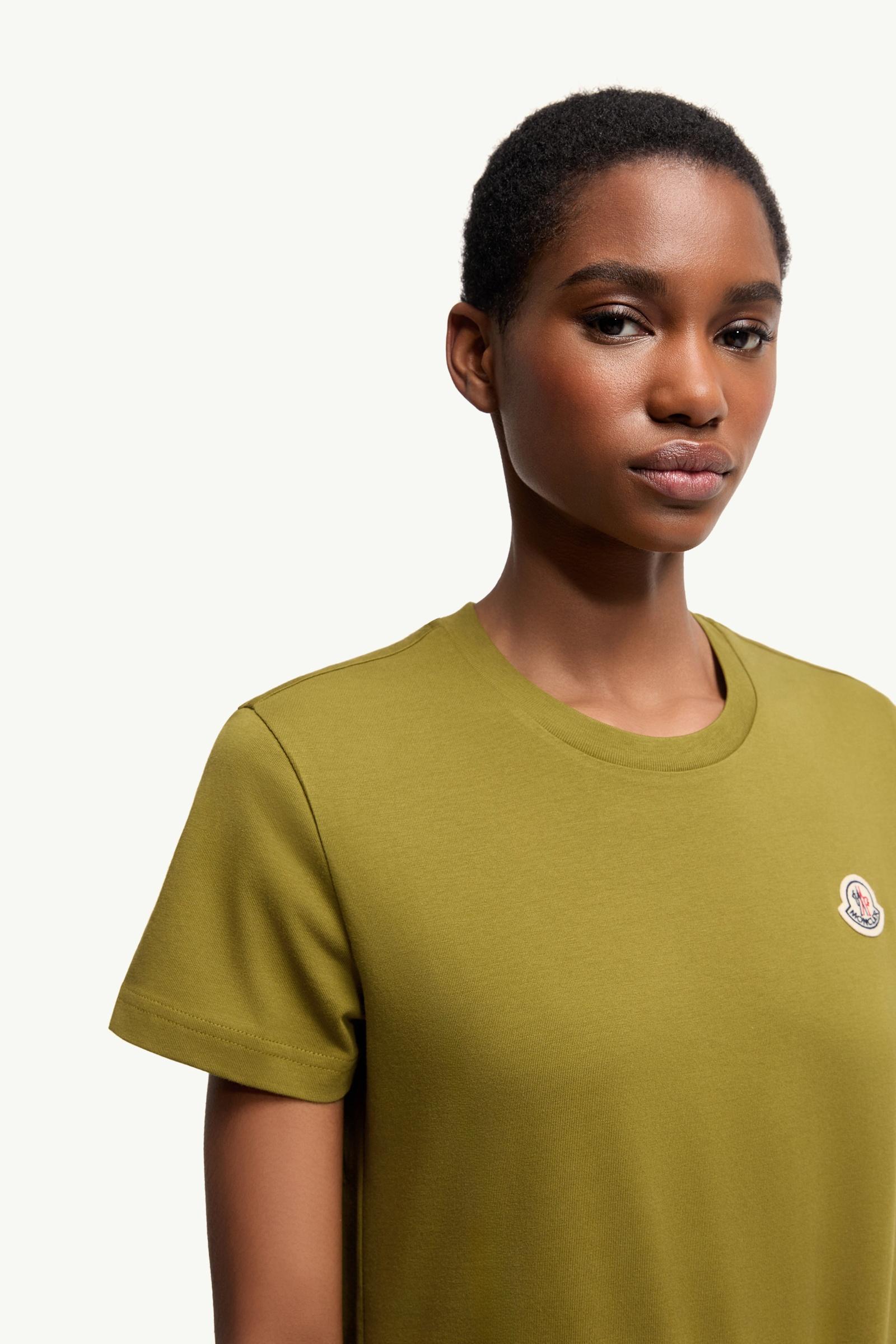 Moncler Logo Patch Cotton T-Shirt (Pack Of Three) White & Olive Green & Pink White & Olive Green & Pink