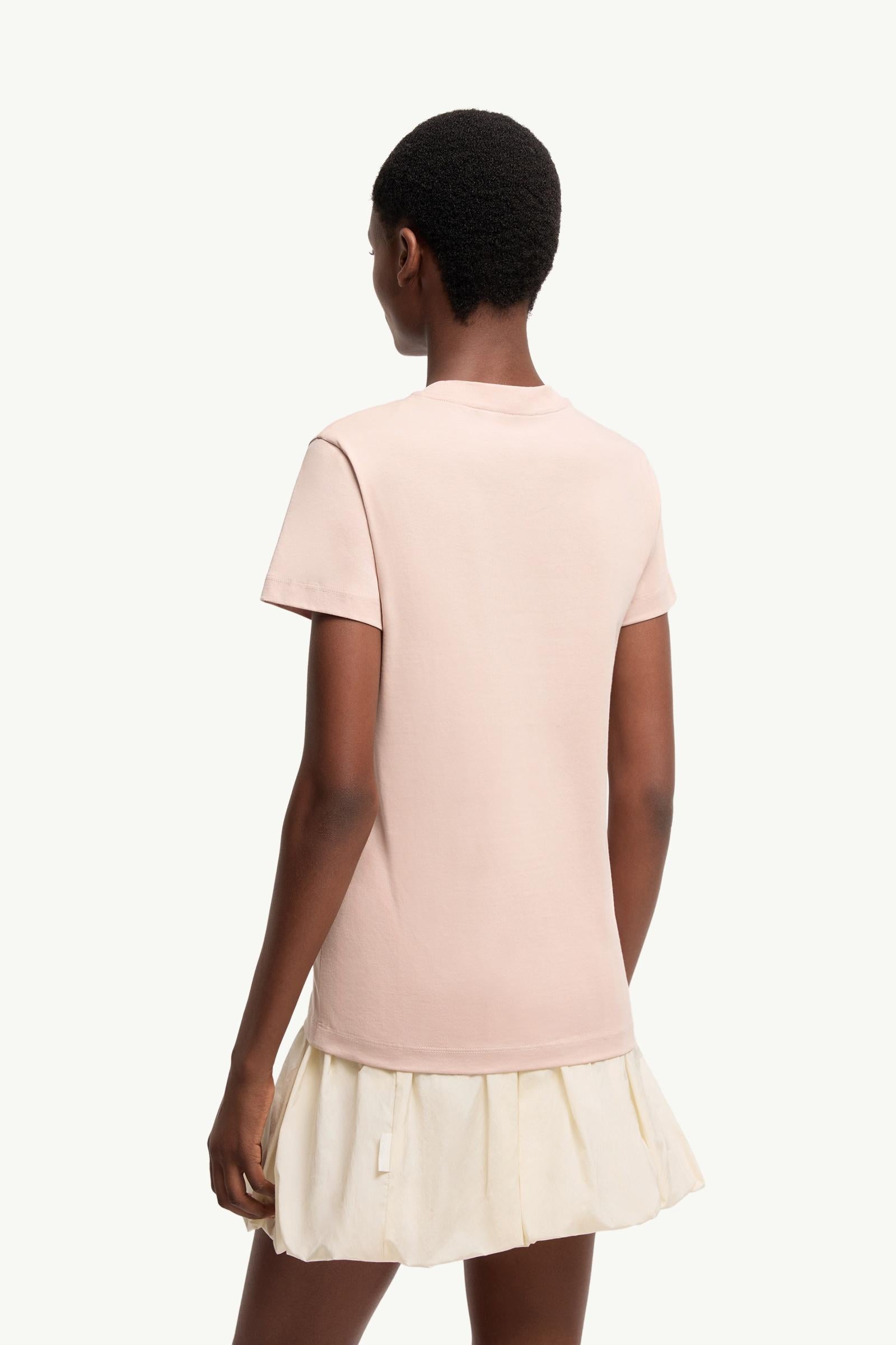 Moncler Embroidered Logo Cotton T-Shirt Pink Pink
