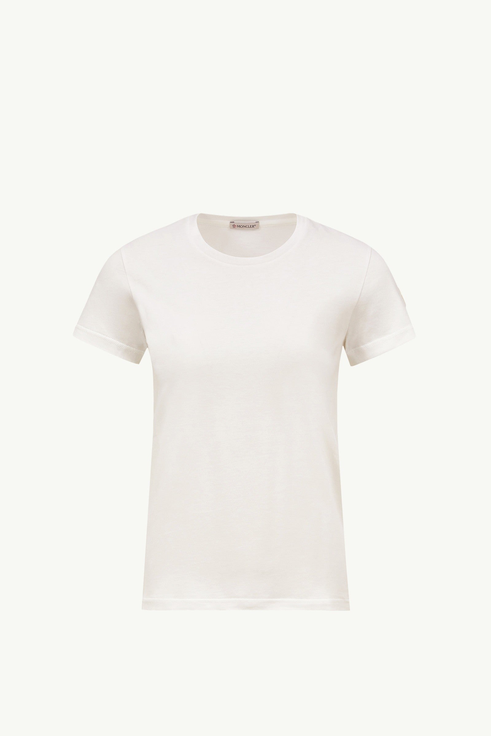 Moncler Logo Patch Cotton Jersey T-Shirt Off White Off White