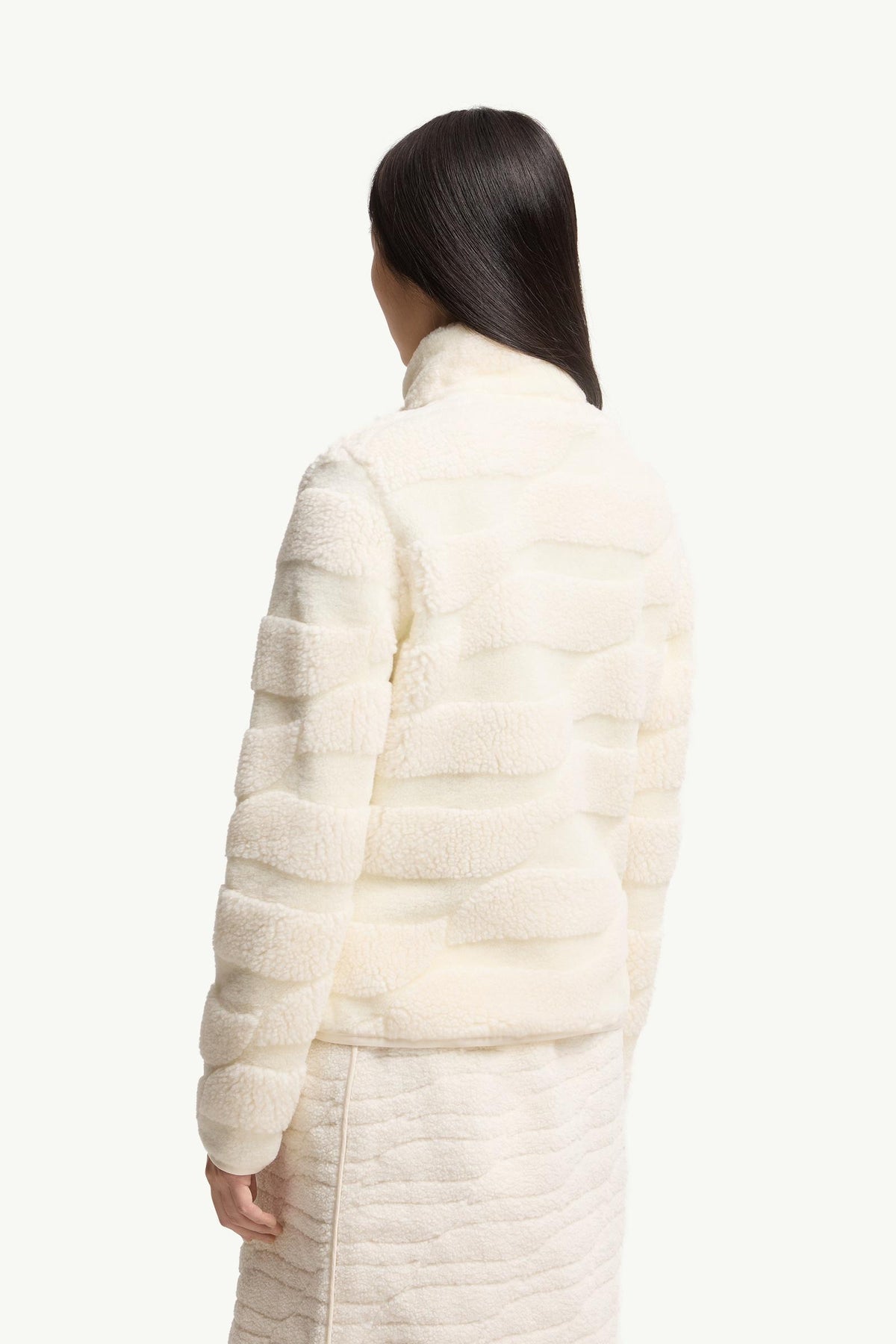 Moncler Teddy Jacquard Padded Zip-Up Cardigan White Ivory White Ivory