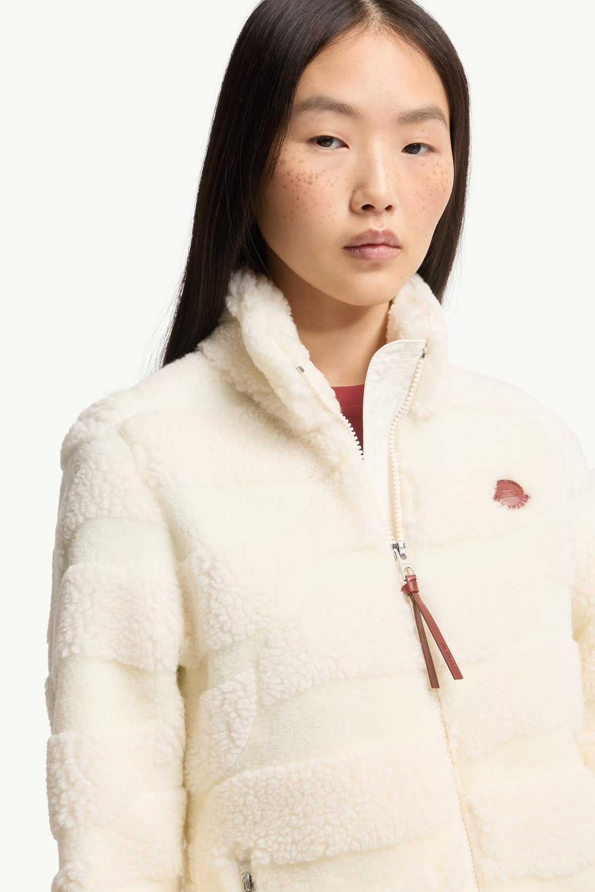 Moncler Teddy Jacquard Padded Zip-Up Cardigan White Ivory White Ivory