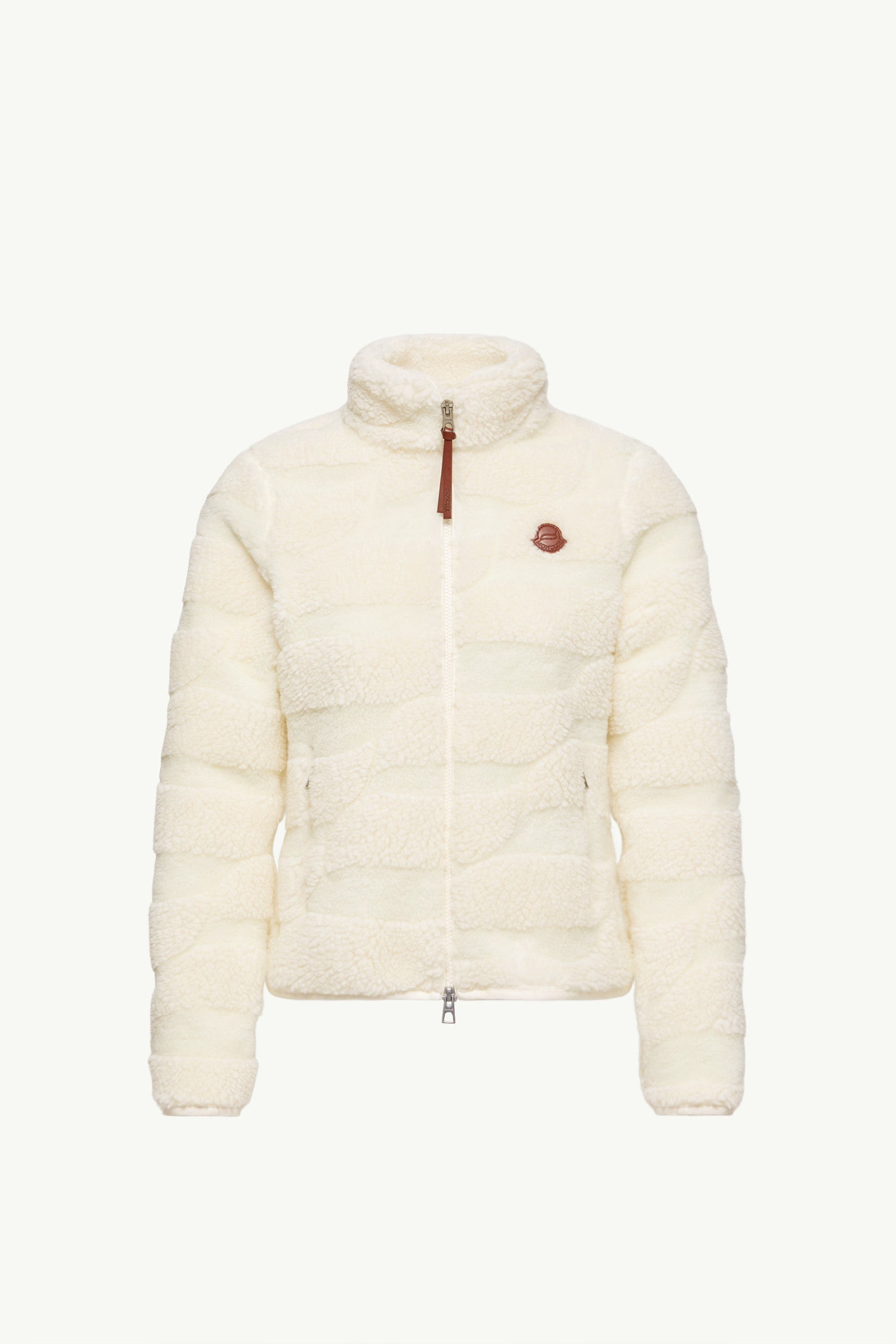 Moncler Teddy Jacquard Padded Zip-Up Cardigan White Ivory White Ivory