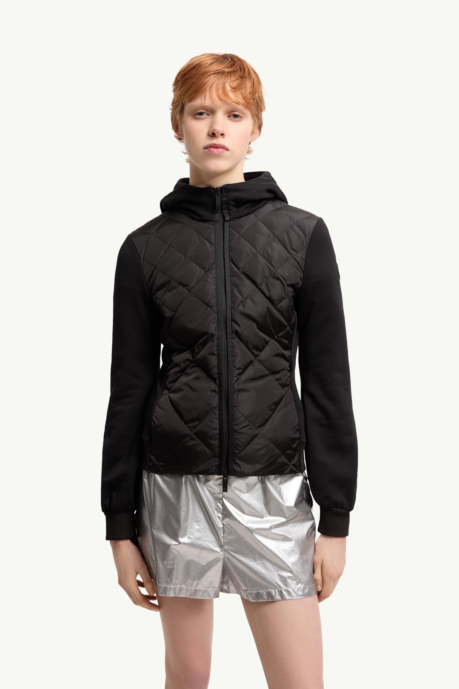 Moncler Cotton Fleece Padded Zip-Up Hoodie Black Black