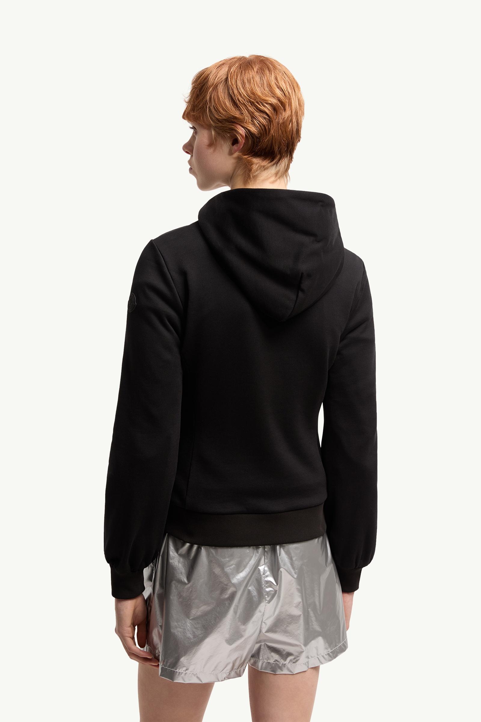 Moncler Cotton Fleece Padded Zip-Up Hoodie Black Black
