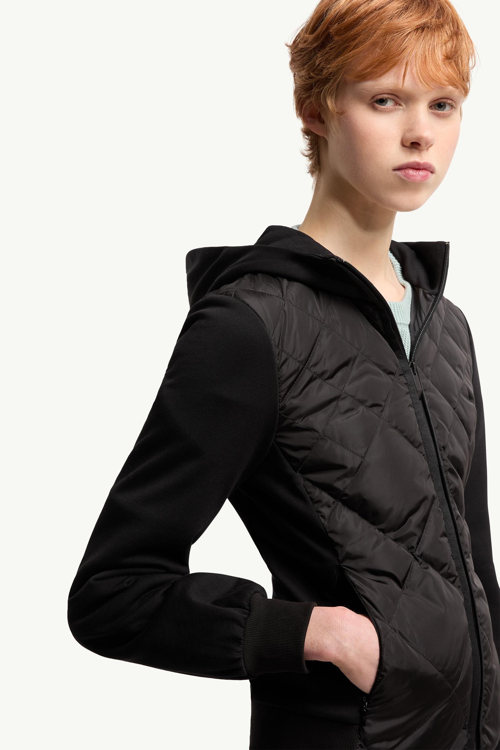Moncler Cotton Fleece Padded Zip-Up Hoodie Black Black