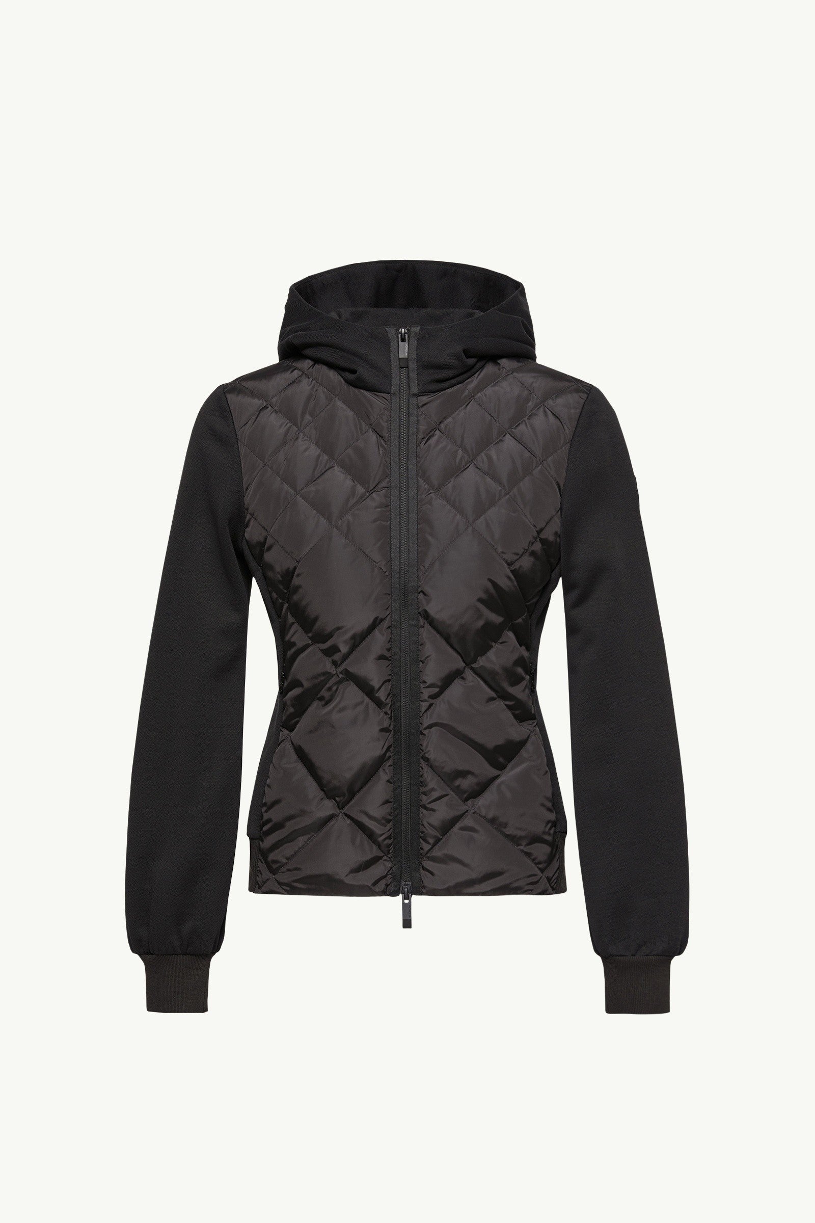 Moncler Cotton Fleece Padded Zip-Up Hoodie Black Black
