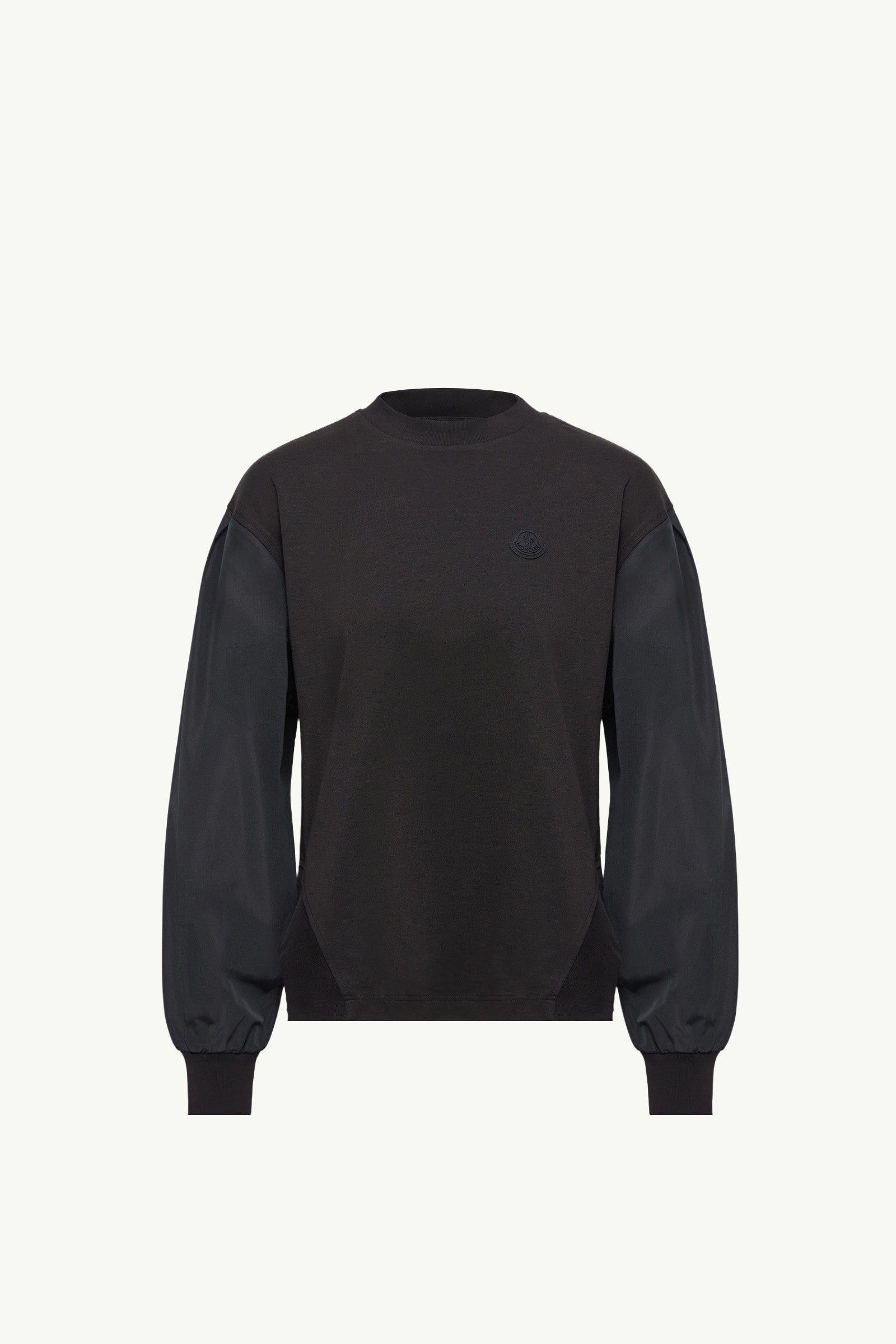 Moncler Pleated Sleeves Cotton Jersey Sweatshirt Black Black