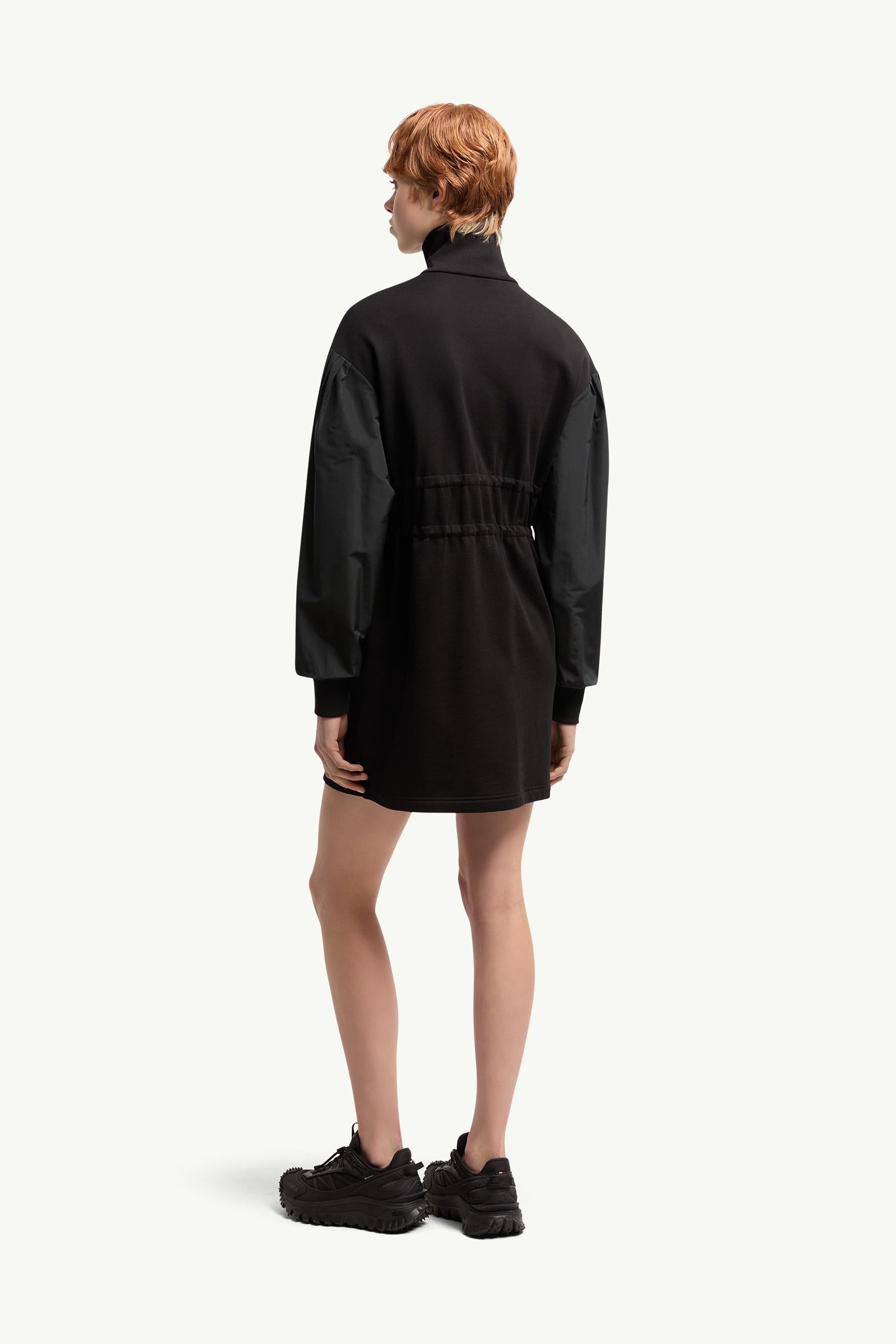 Moncler Cotton Fleece Sweatshirt Zip-Up Dress Black Black