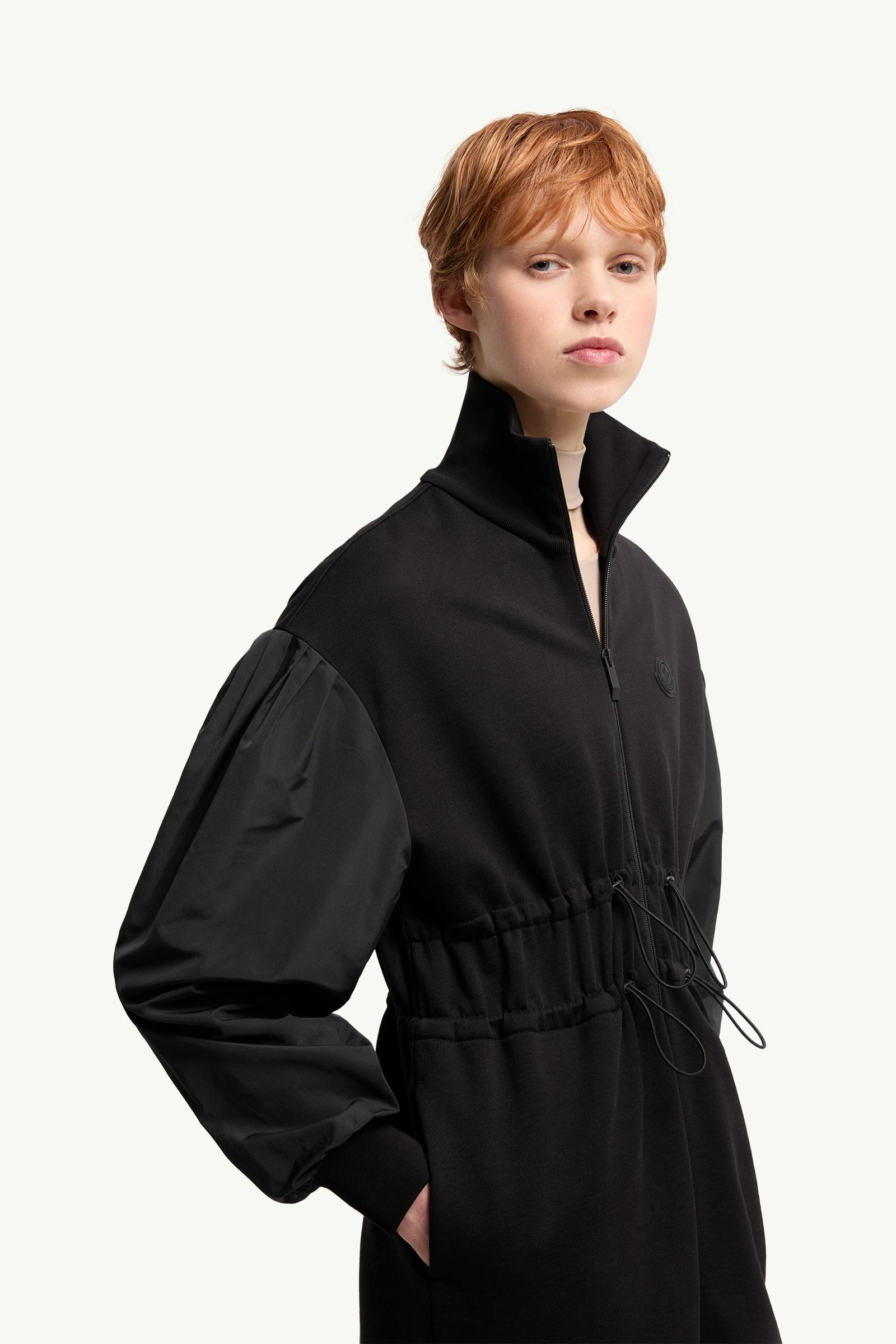 Moncler Cotton Fleece Sweatshirt Zip-Up Dress Black Black