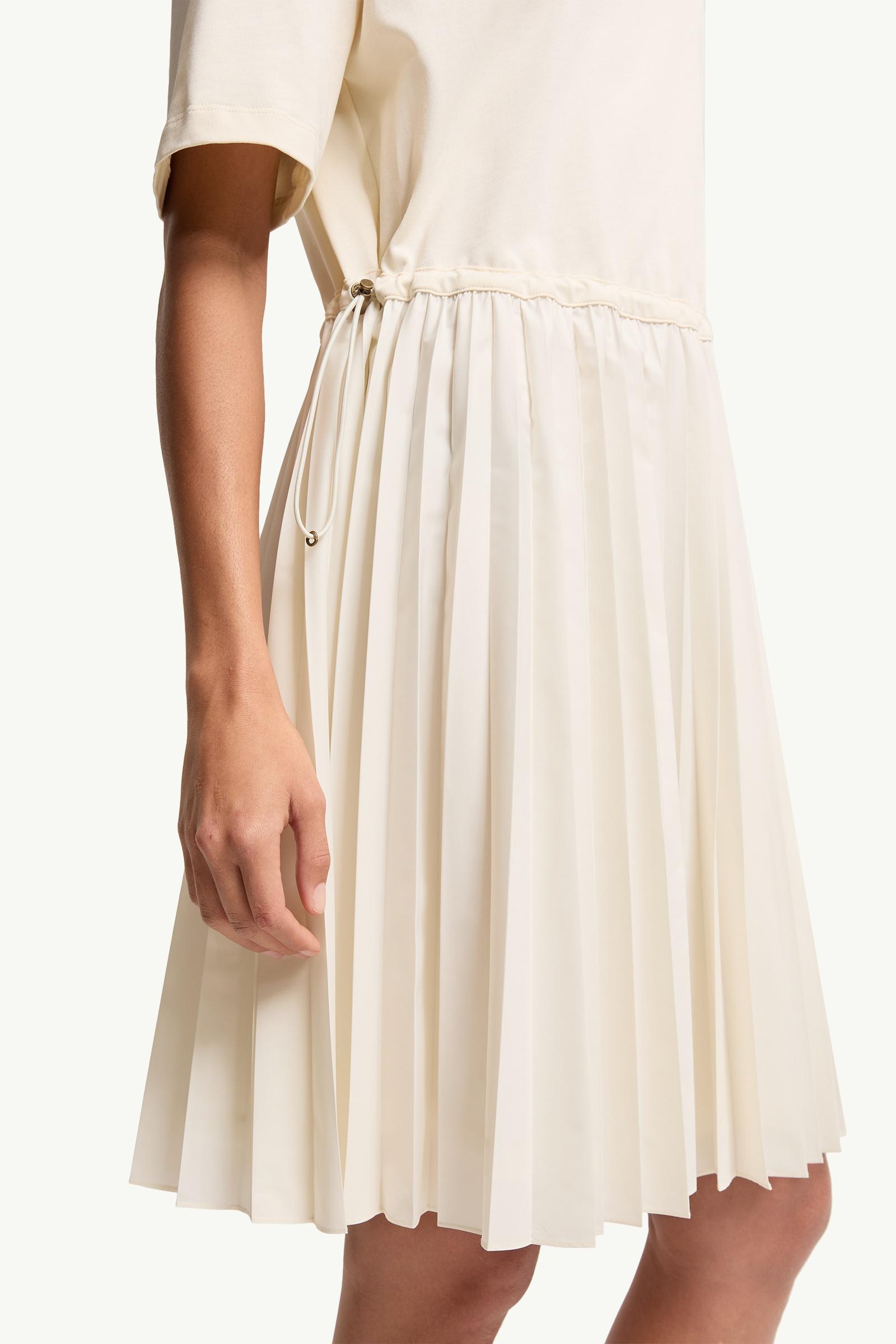 Moncler Pleated Cotton Midi Dress White White