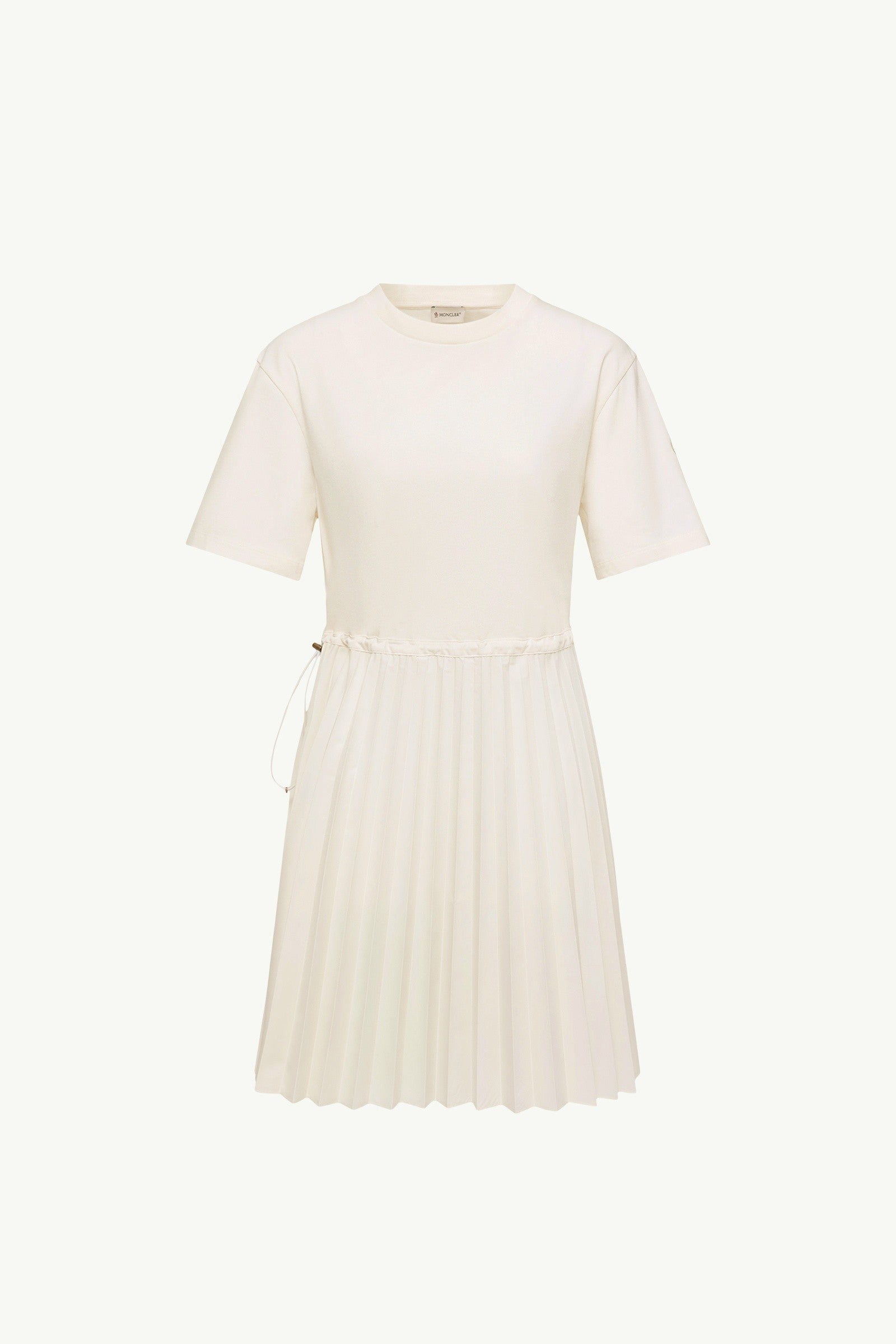 Moncler Pleated Cotton Midi Dress White White