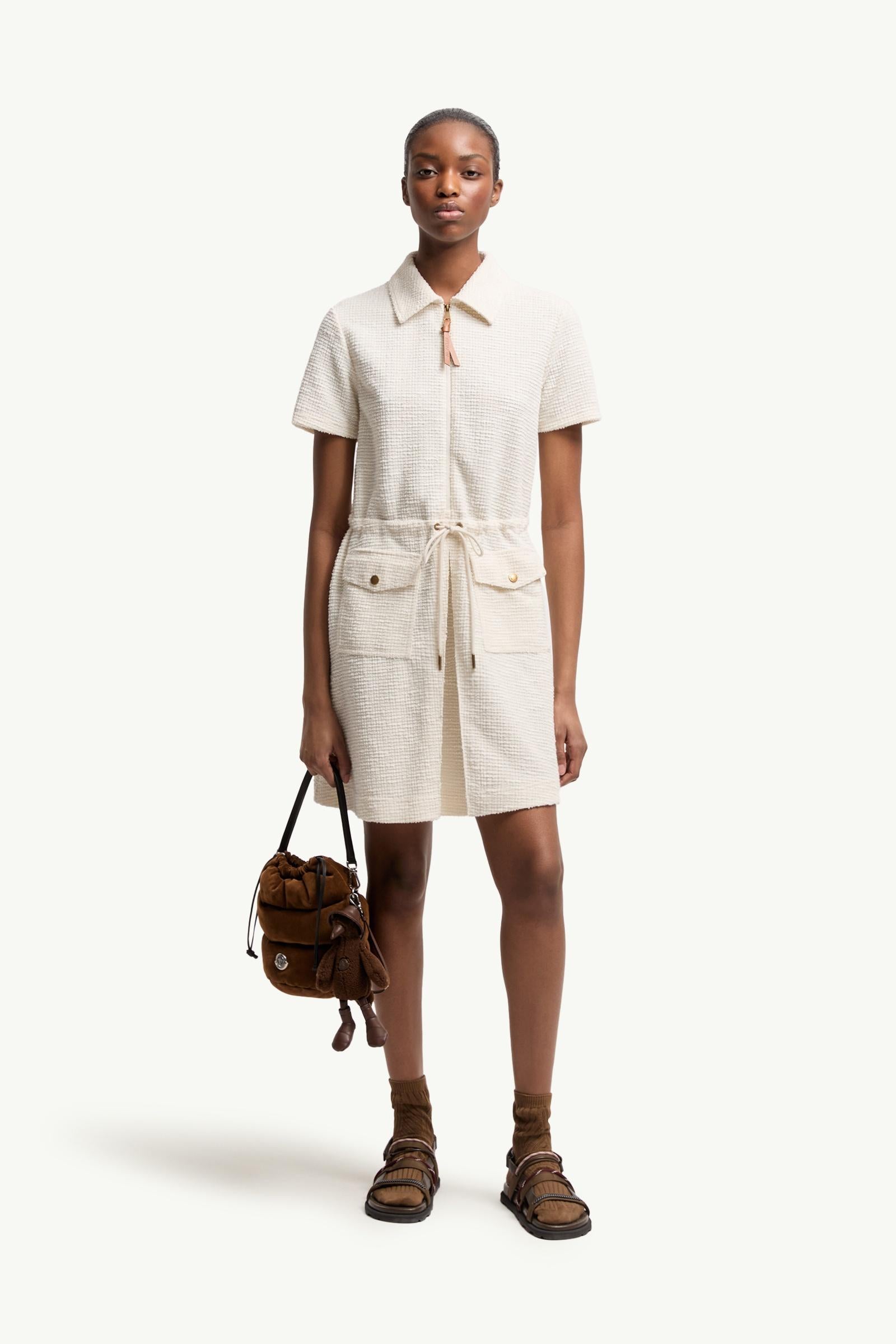 Moncler Bouclé Mini Dress White White