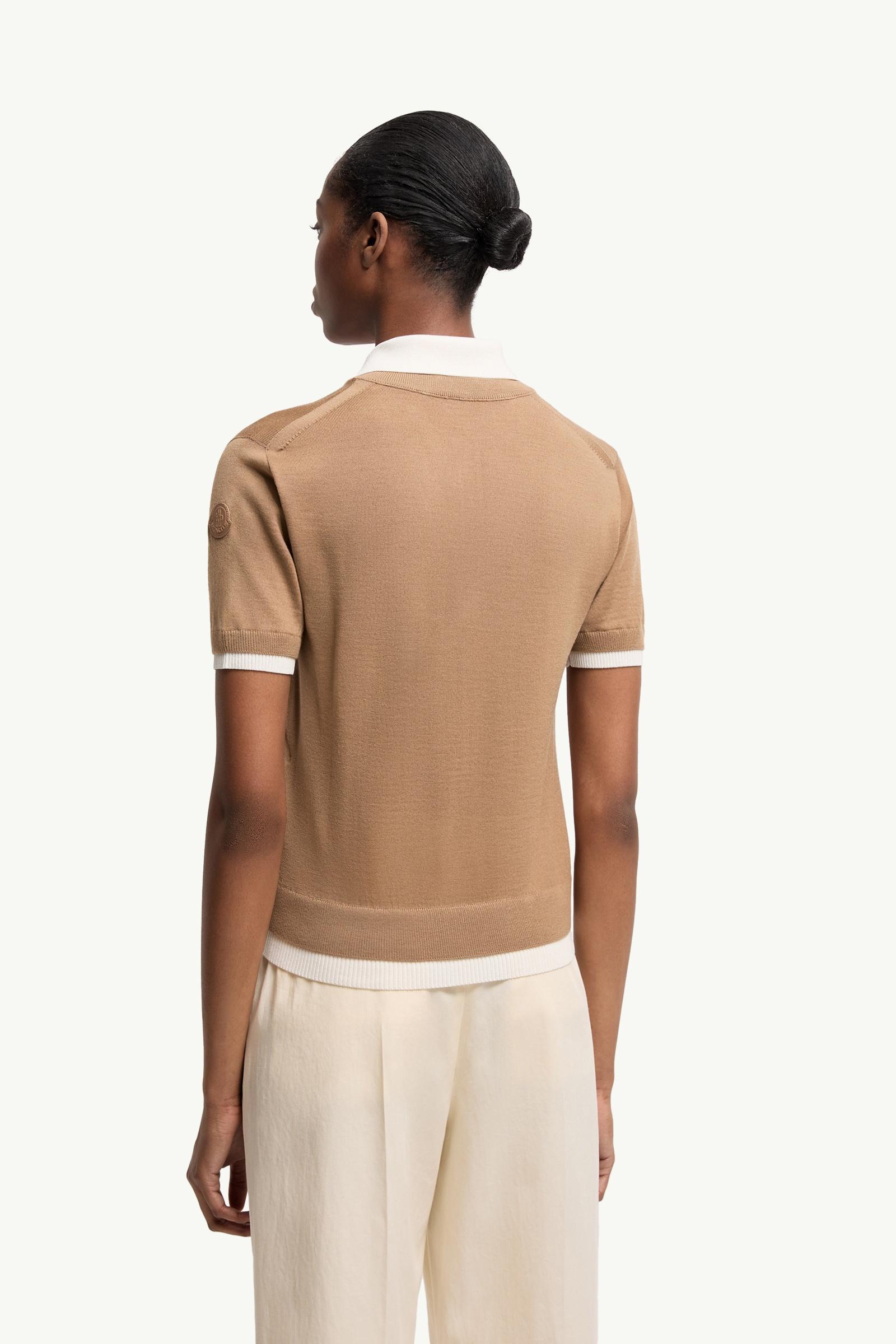 Moncler Layered Wool Polo Shirt Beige Beige