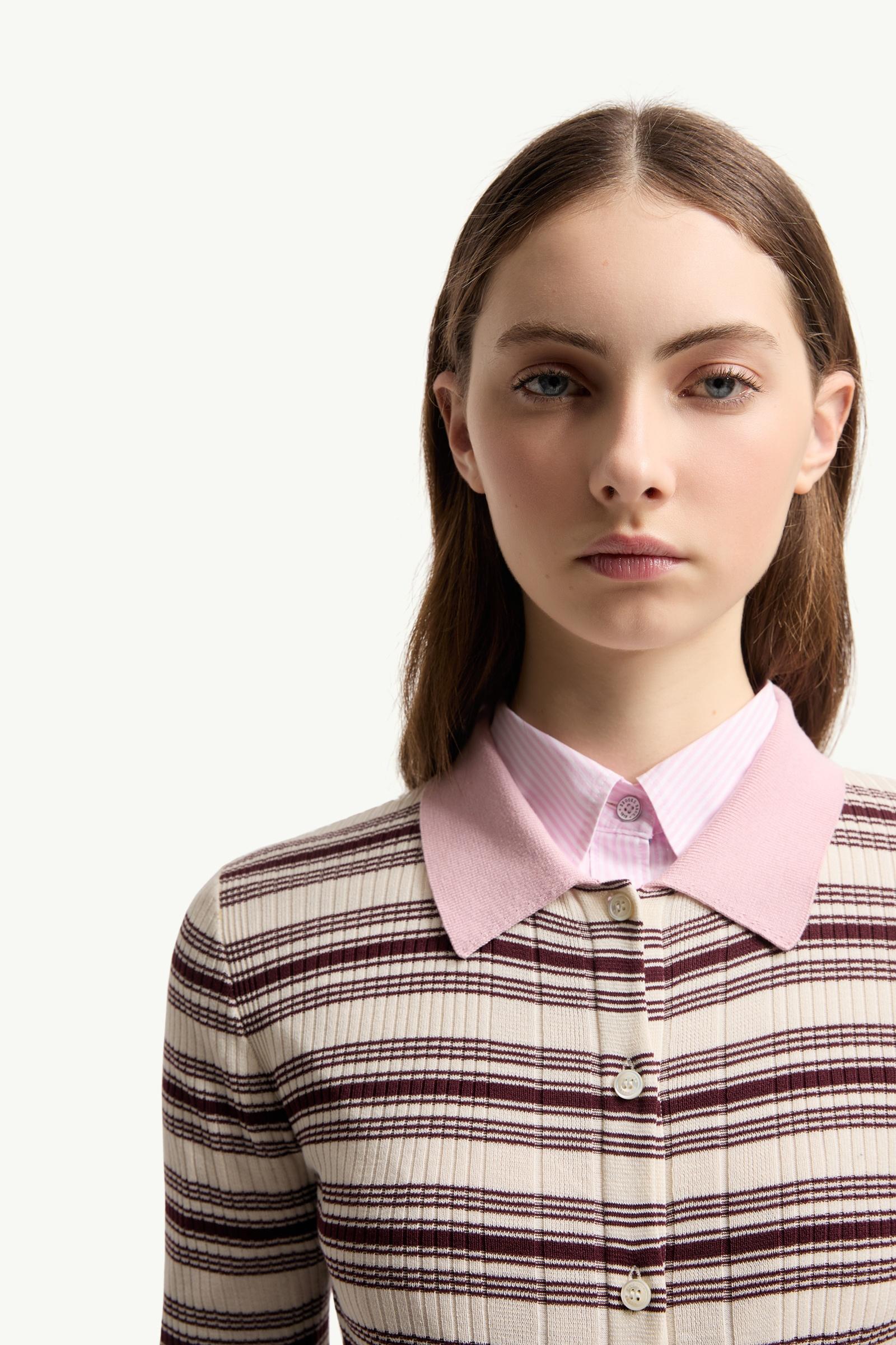 Moncler Cotton Crêpe Polo Shirt Brown & Pink Brown & Pink