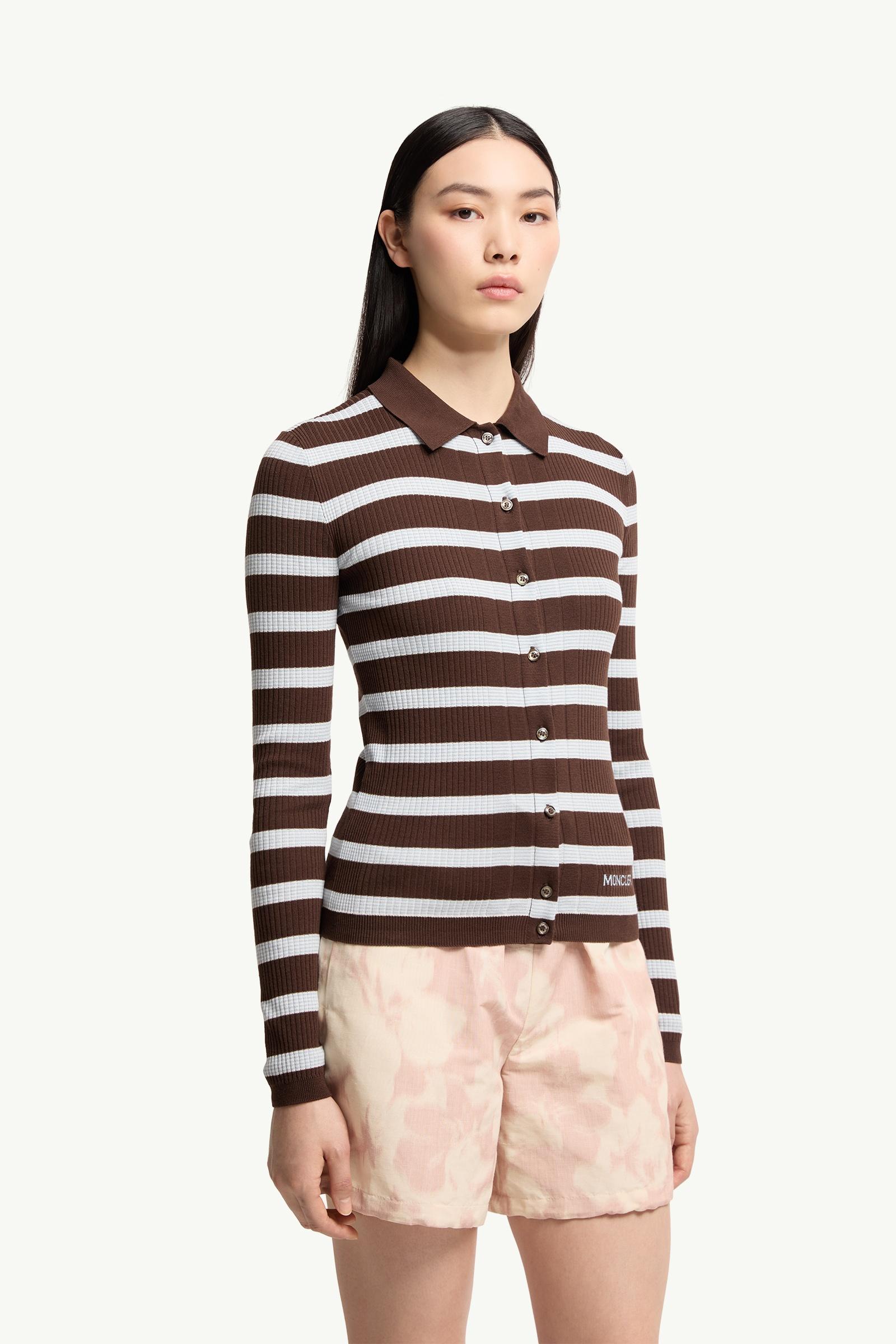 Moncler Cotton Crêpe Polo Shirt White & Brown White & Brown