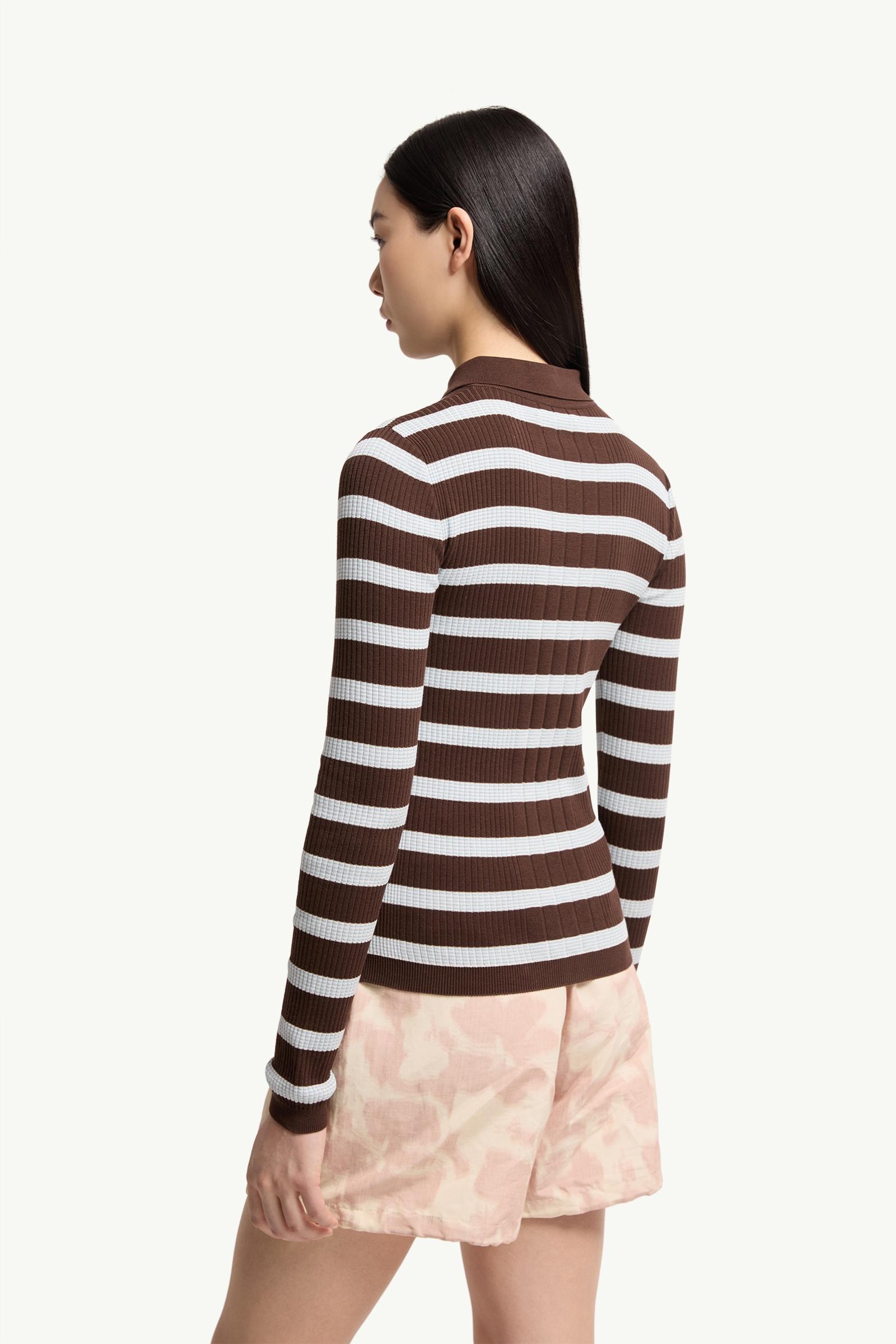 Moncler Cotton Crêpe Polo Shirt White & Brown White & Brown