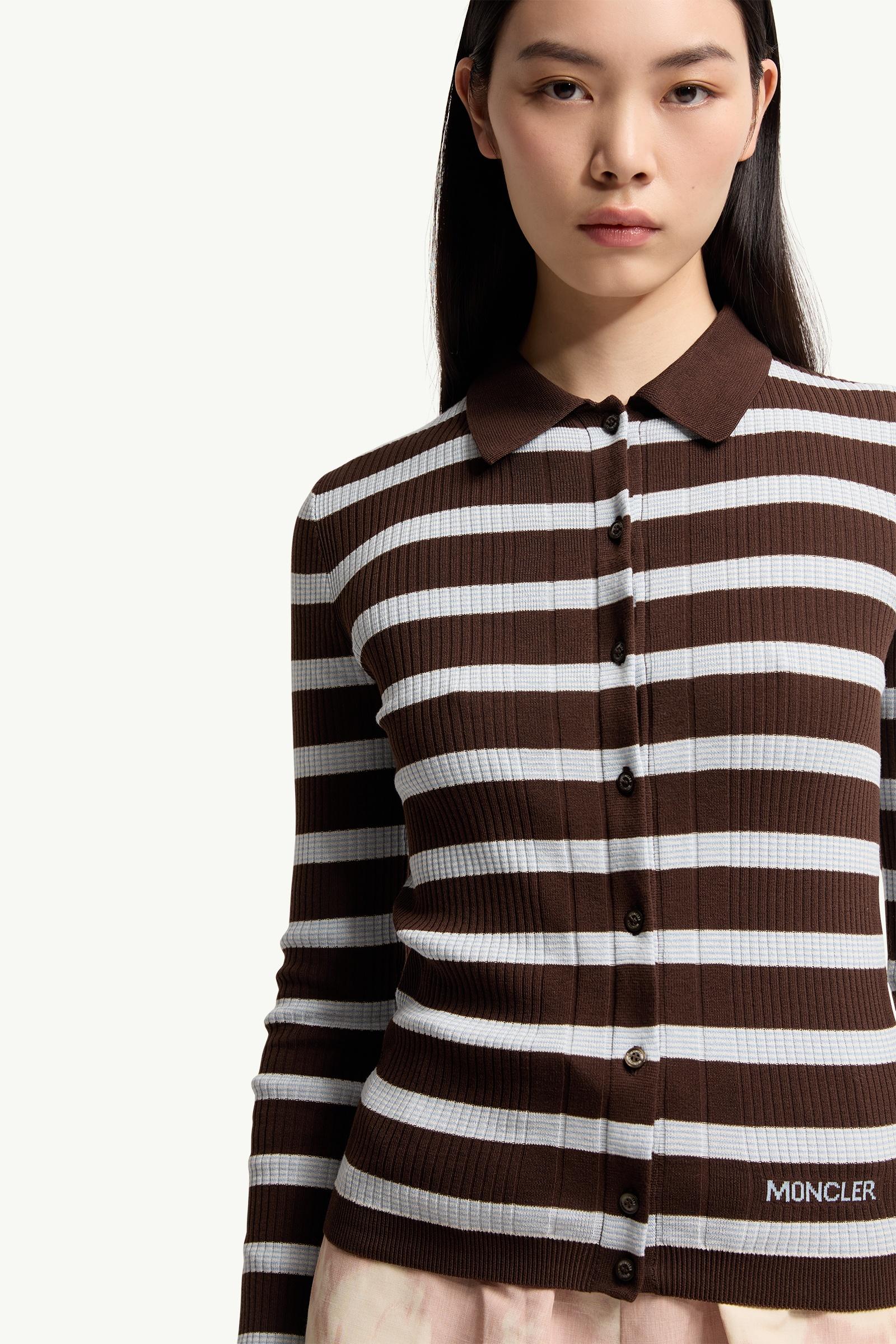 Moncler Cotton Crêpe Polo Shirt White & Brown White & Brown