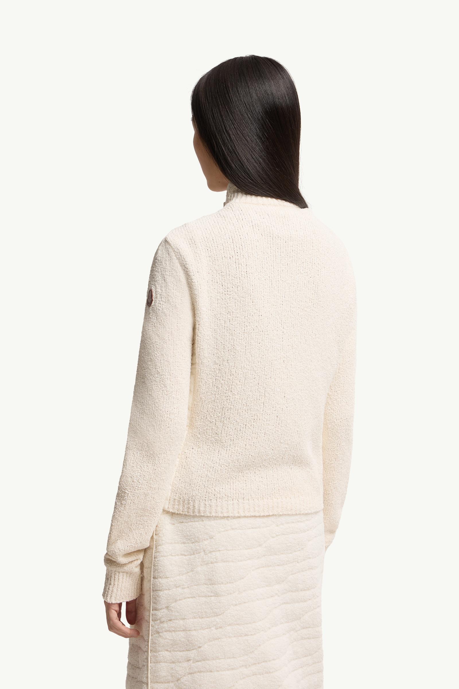 Moncler Cotton Blend Padded Zip-Up Cardigan White Ivory White Ivory