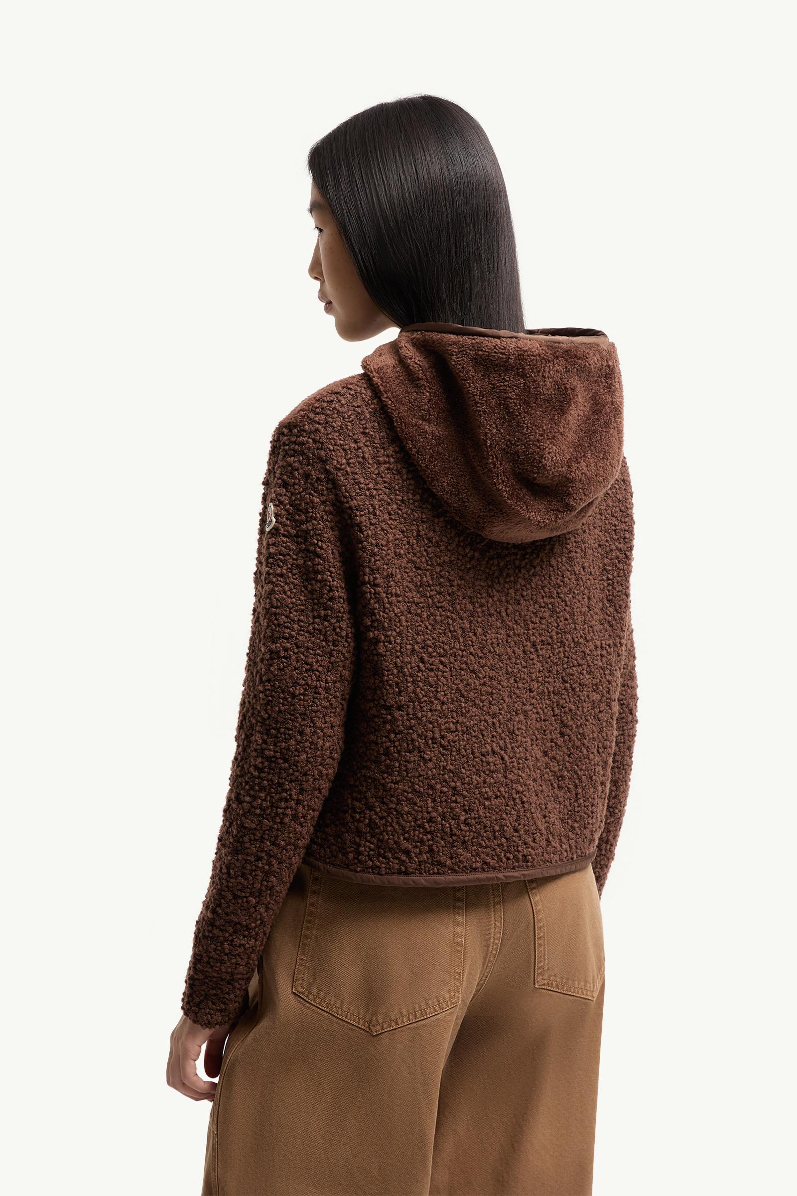 Moncler Bouclé & Teddy Zip-Up Hoodie Brown Brown