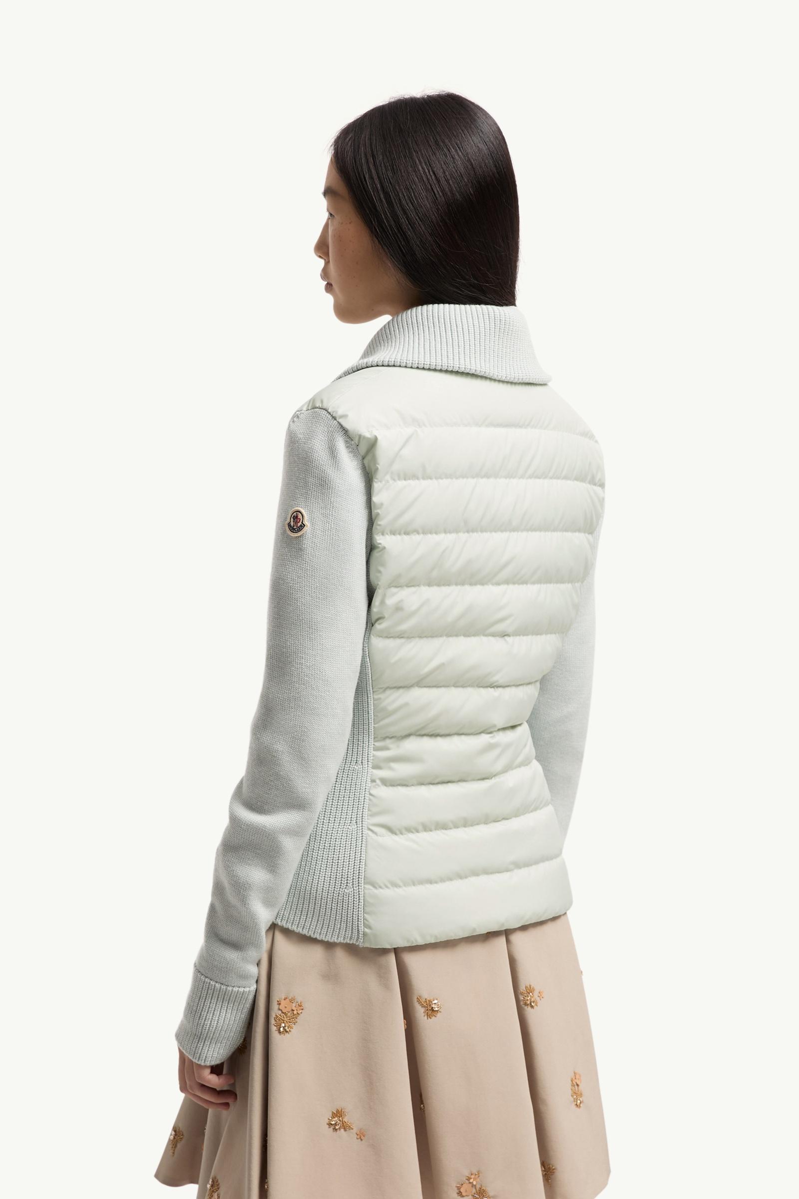 Moncler Padded Wool Zip-Up Cardigan Light Green Light Green