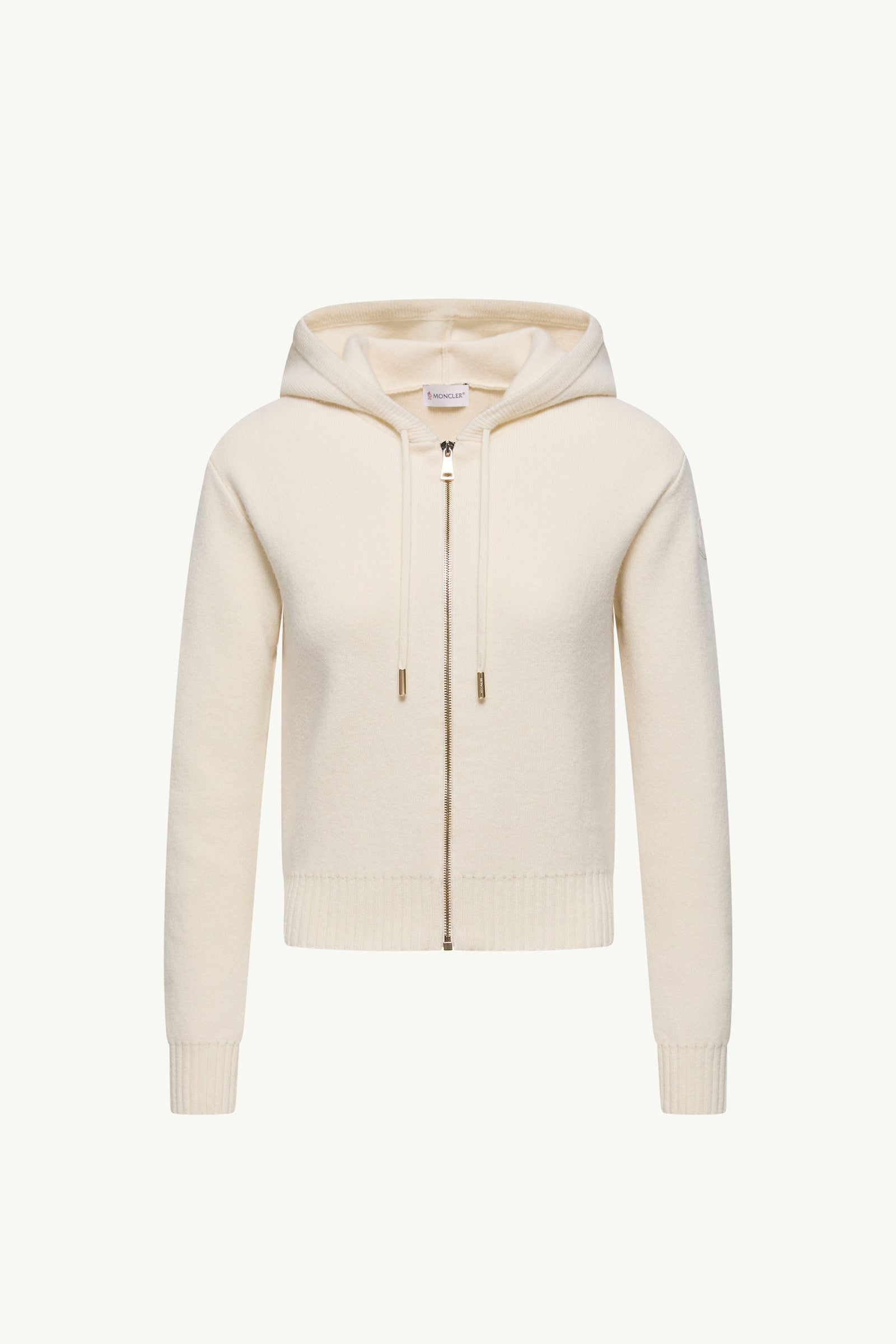Moncler Cashmere & Wool Zip-Up Hoodie White Ivory White Ivory