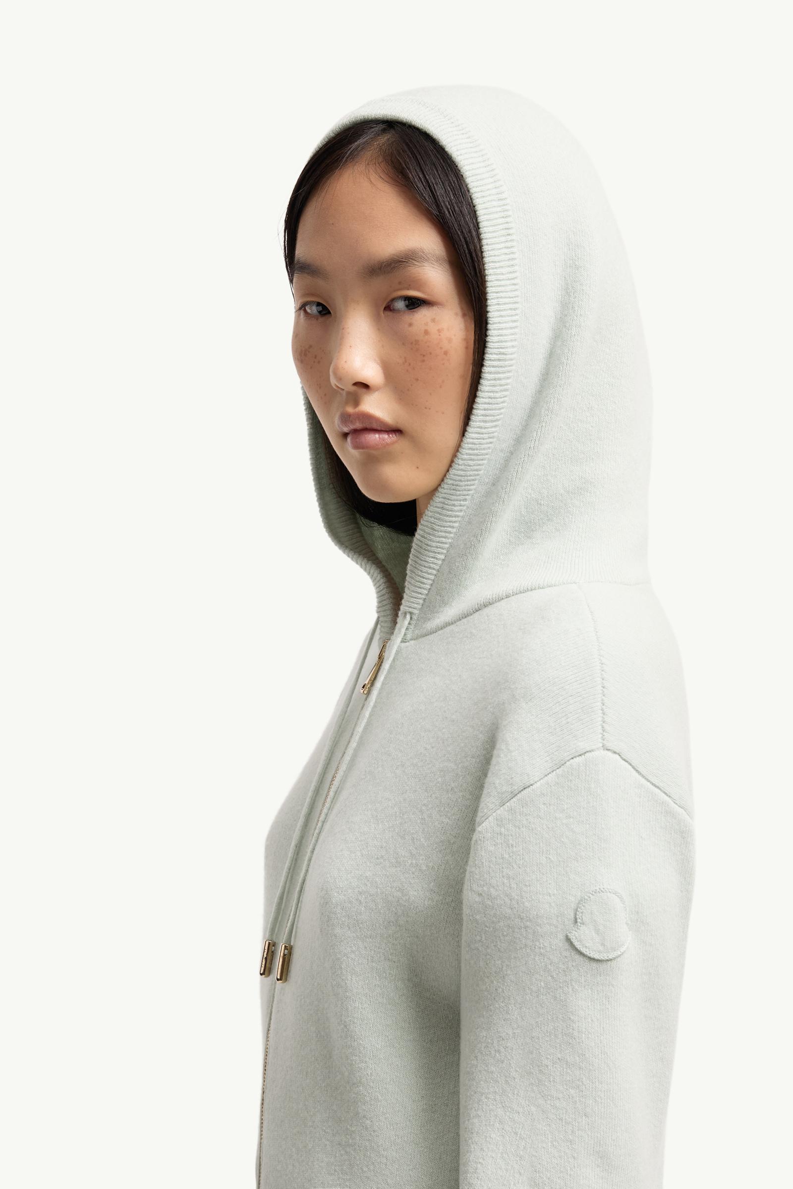 Moncler Cashmere & Wool Zip-Up Hoodie Light Green Light Green