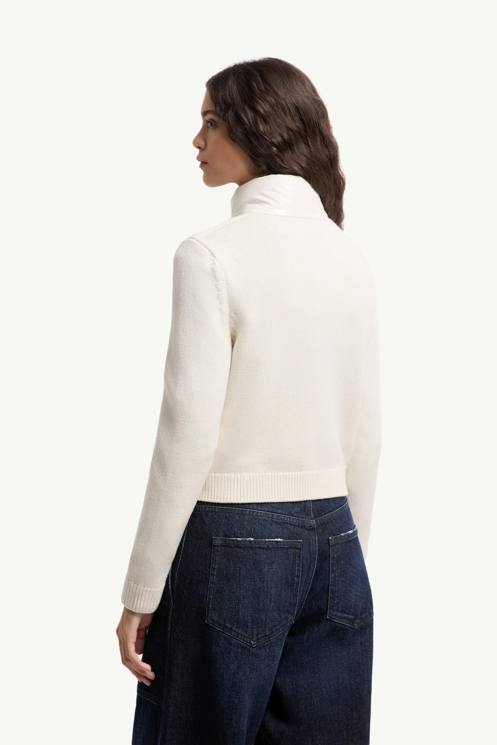 Moncler Padded Zip-Up Wool Cardigan White White