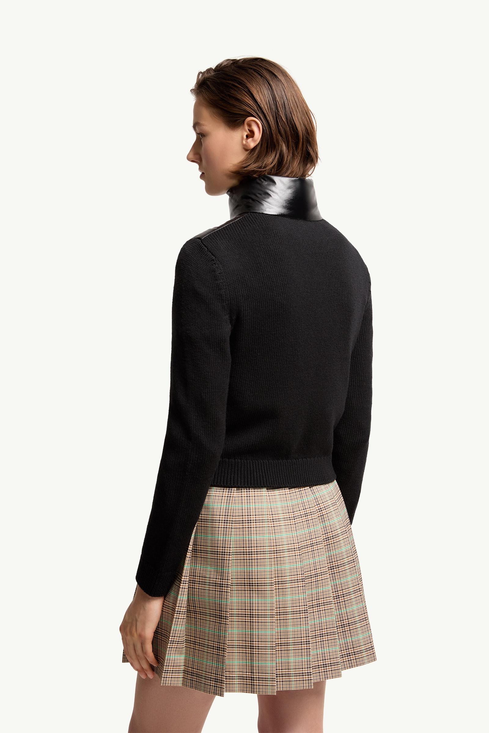 Moncler Padded Zip-Up Wool Cardigan Black Black