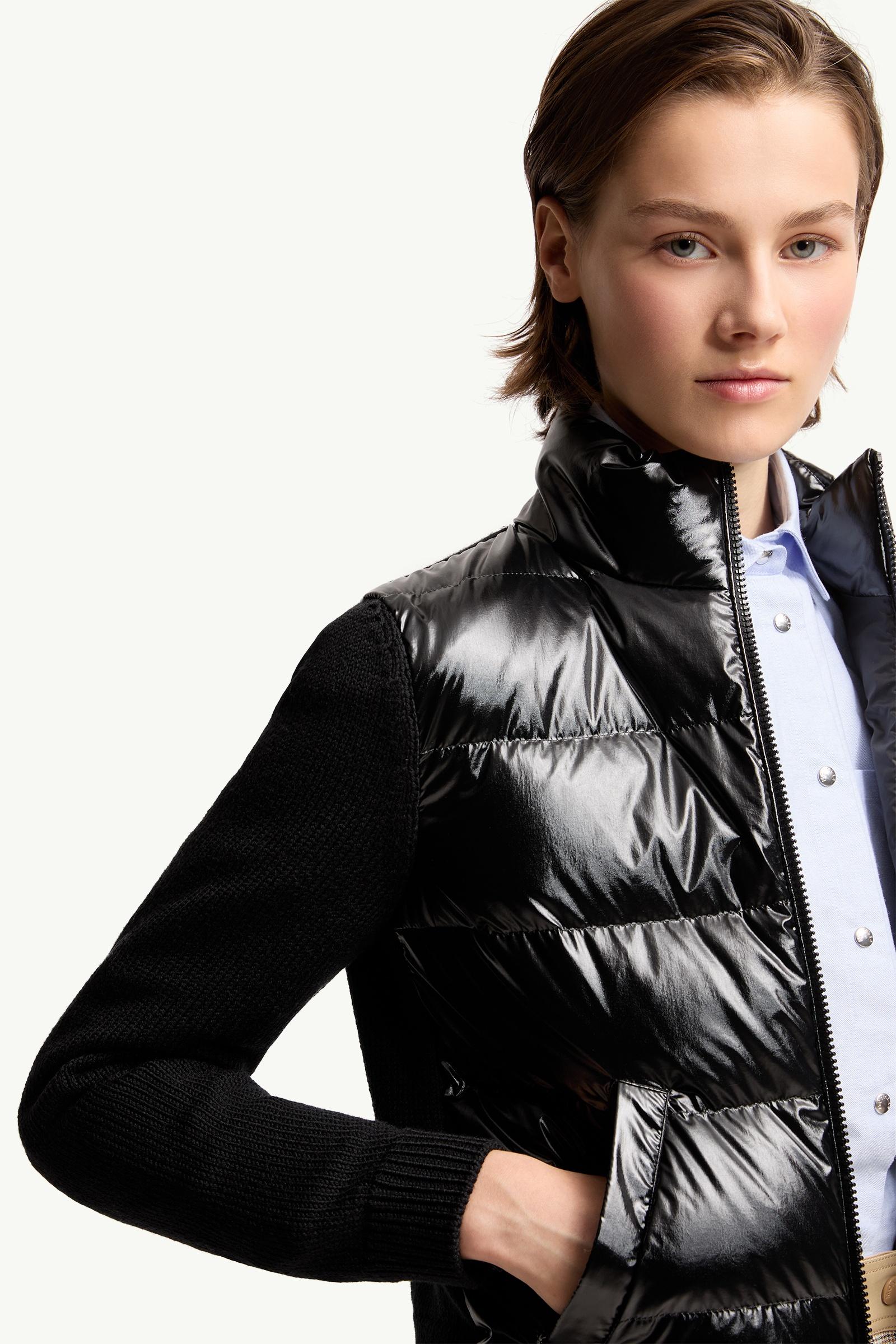 Moncler Padded Zip-Up Wool Cardigan Black Black