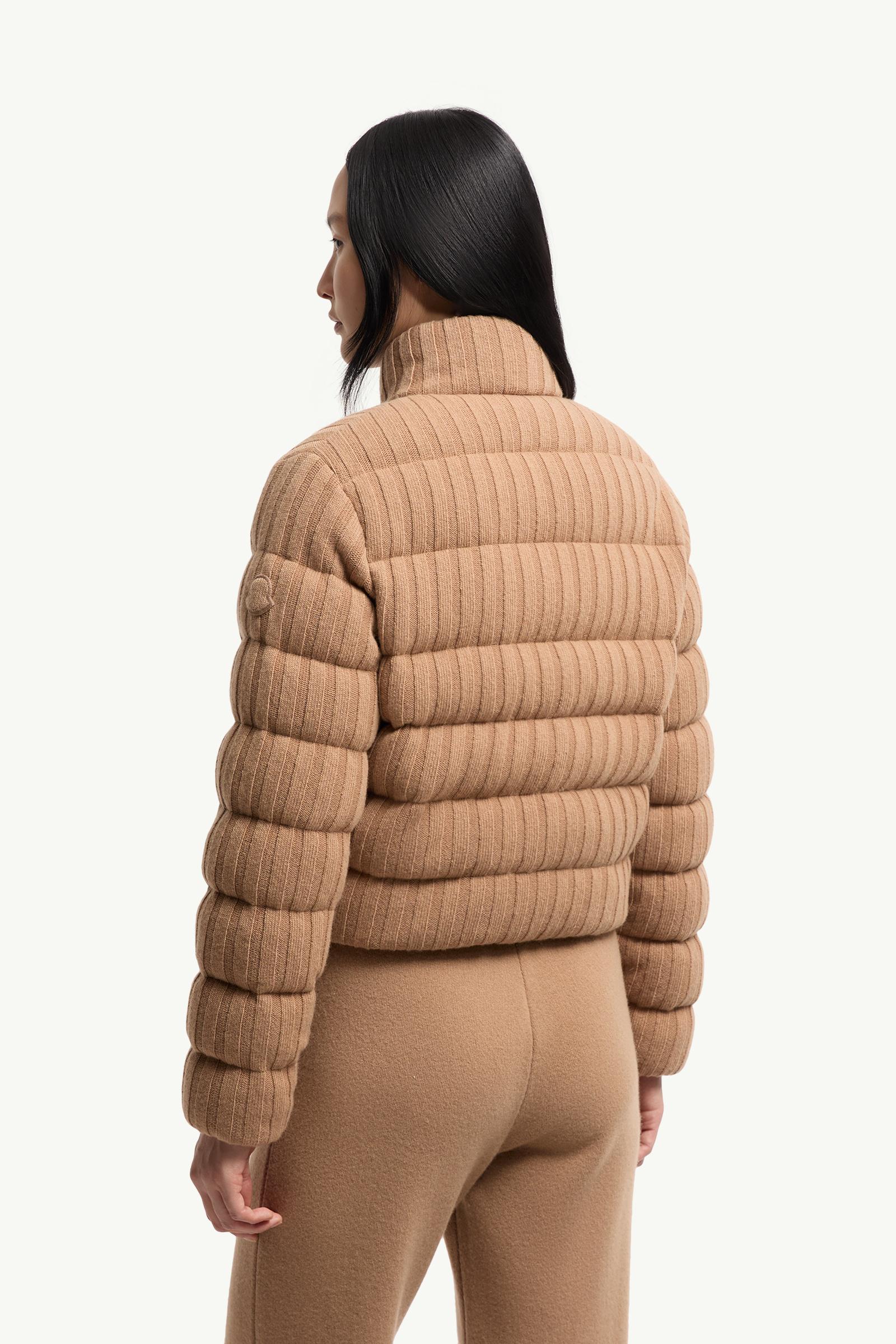 Moncler Wool & Cashmere Blend Padded Cardigan Camel Beige Camel Beige