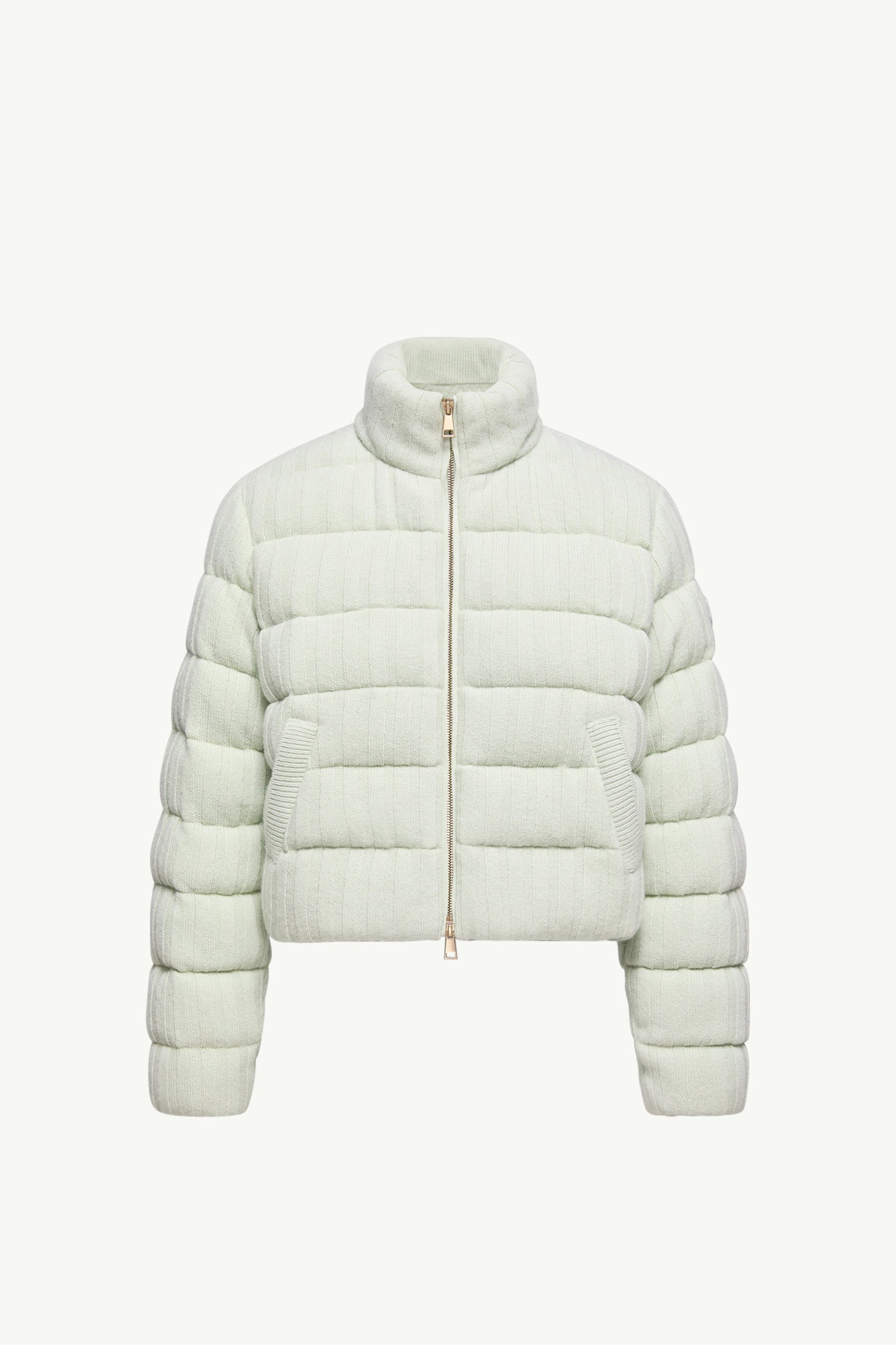 Moncler Wool & Cashmere Blend Padded Cardigan Light Green Light Green