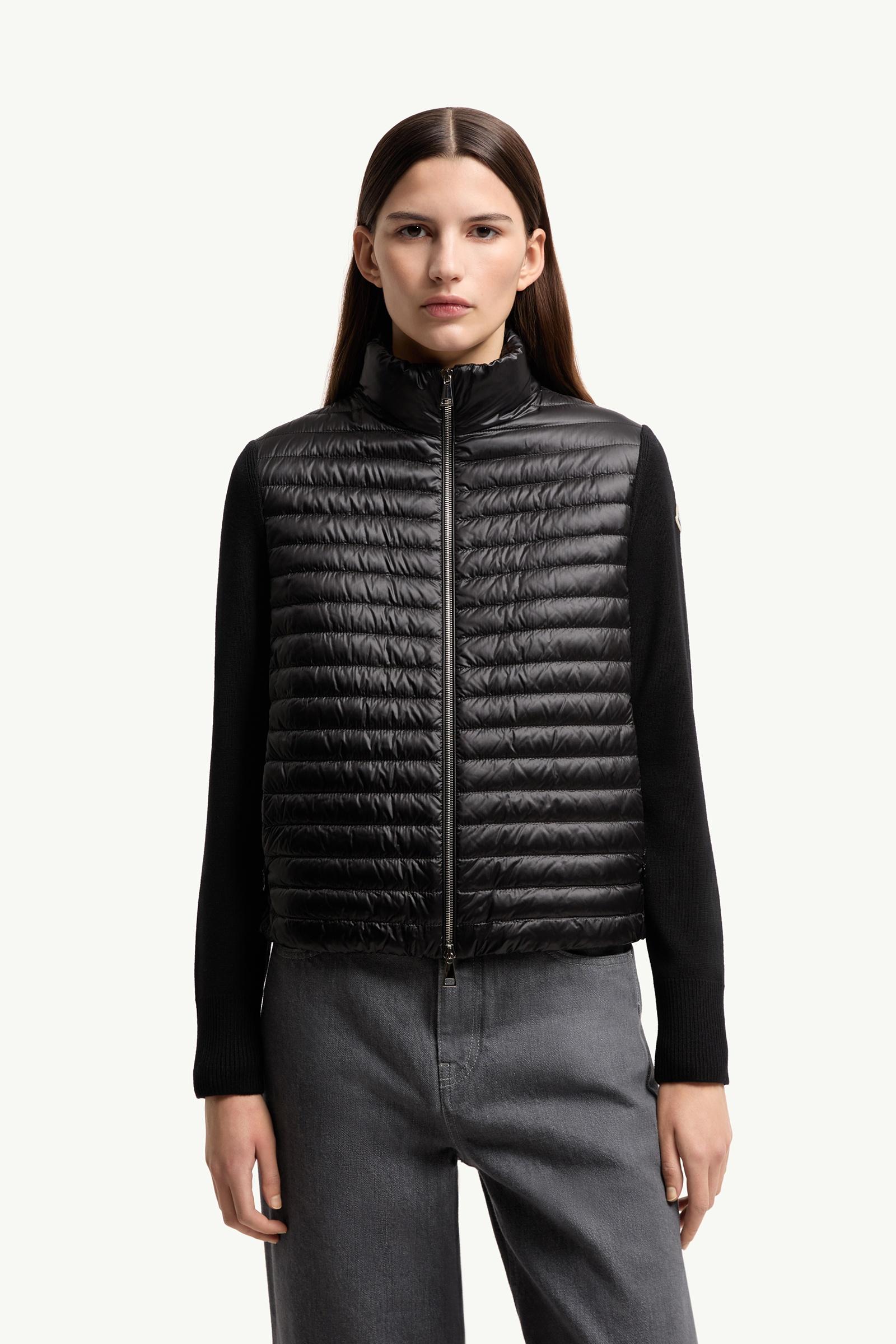 Moncler Padded Wool Zip-Up Cardigan Black Black