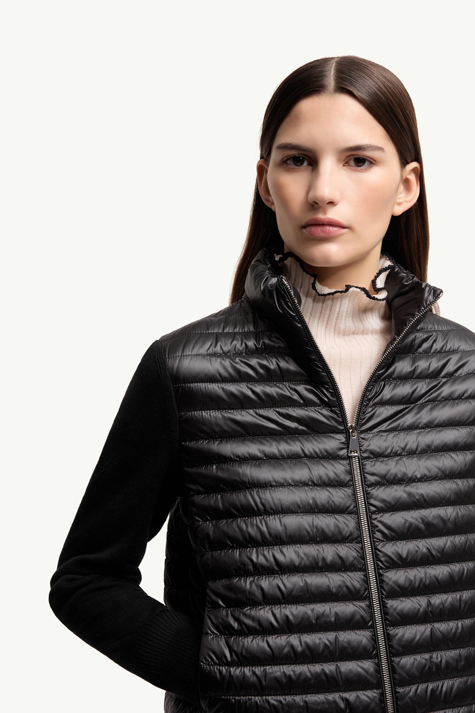 Moncler Padded Wool Zip-Up Cardigan Black Black