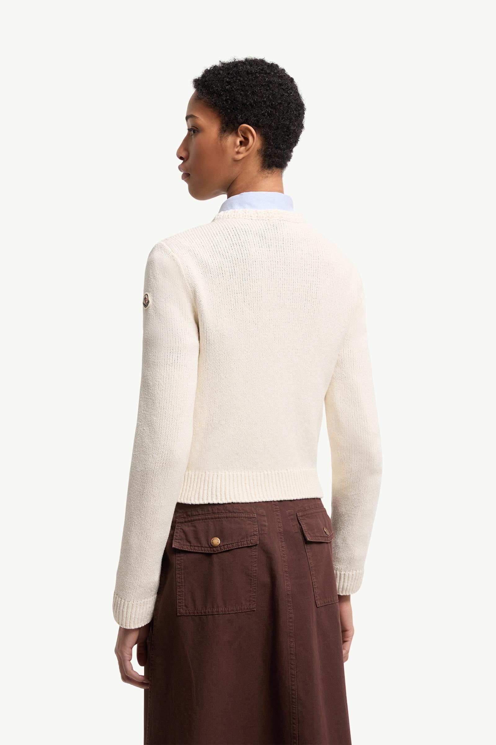 Moncler Geometric-Quilted Padded Zip-Up Cardigan White White