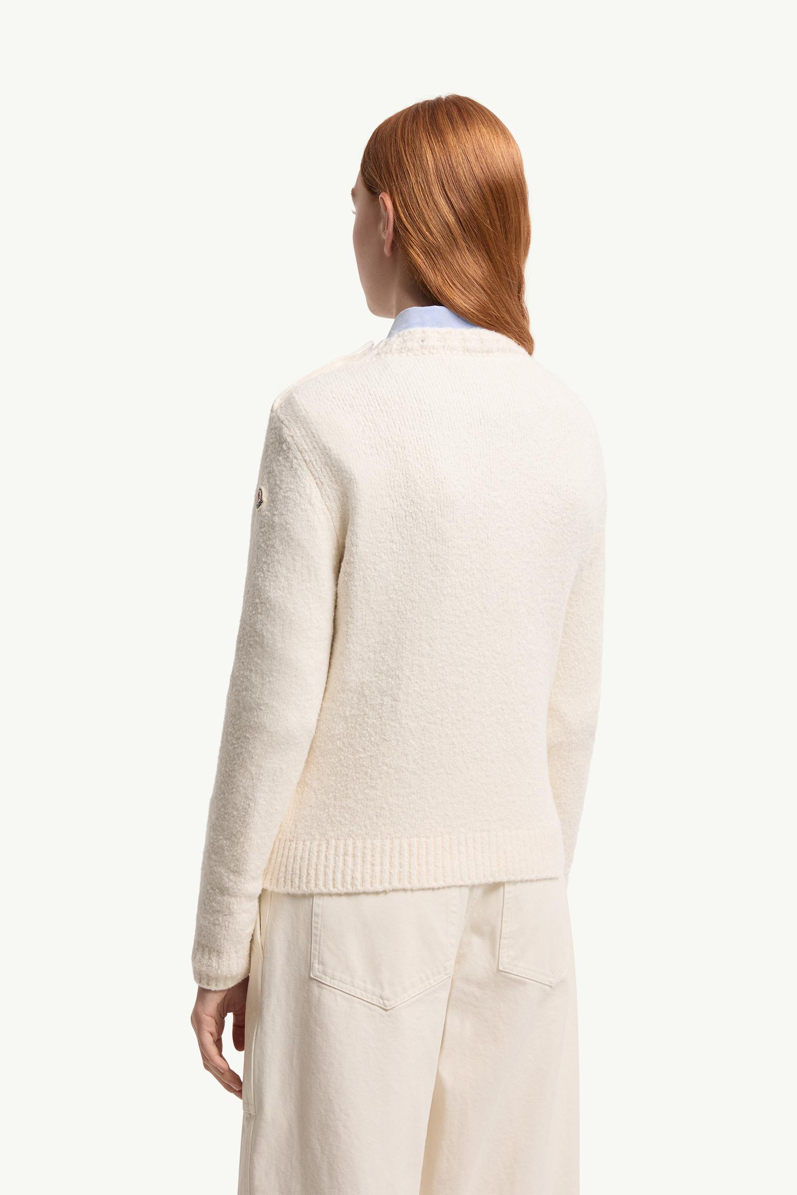 Moncler Embroidered Logo Cotton Blend Sweater White White