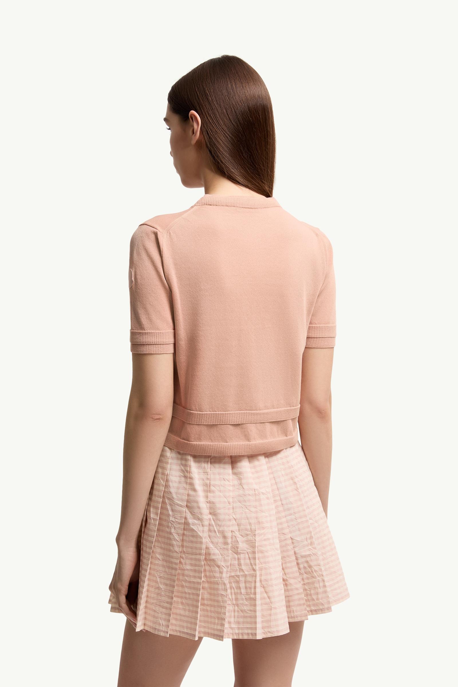 Moncler Double-Trimmed Cotton T-Shirt Light Pink Light Pink