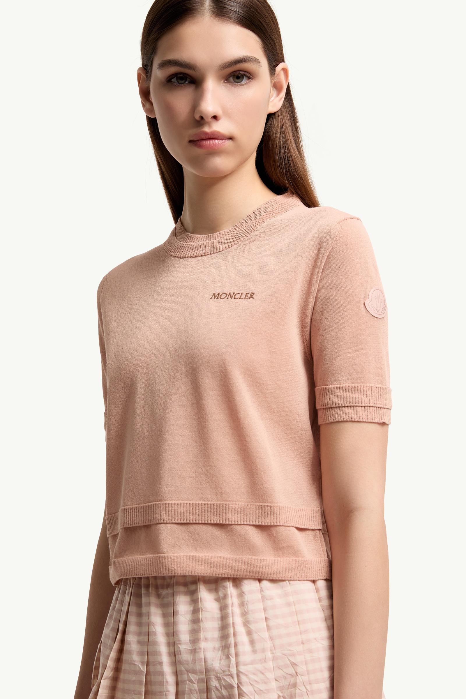 Moncler Double-Trimmed Cotton T-Shirt Light Pink Light Pink
