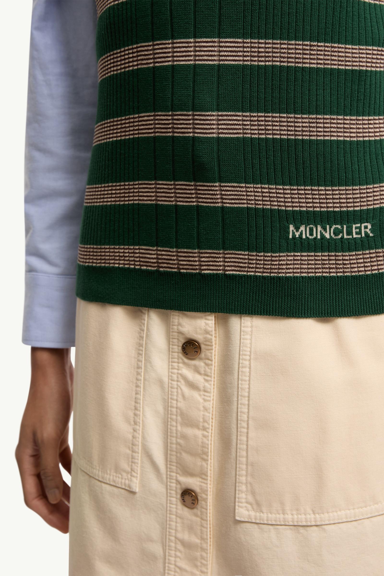 Moncler Striped Cotton T-Shirt Beige & Green Beige & Green