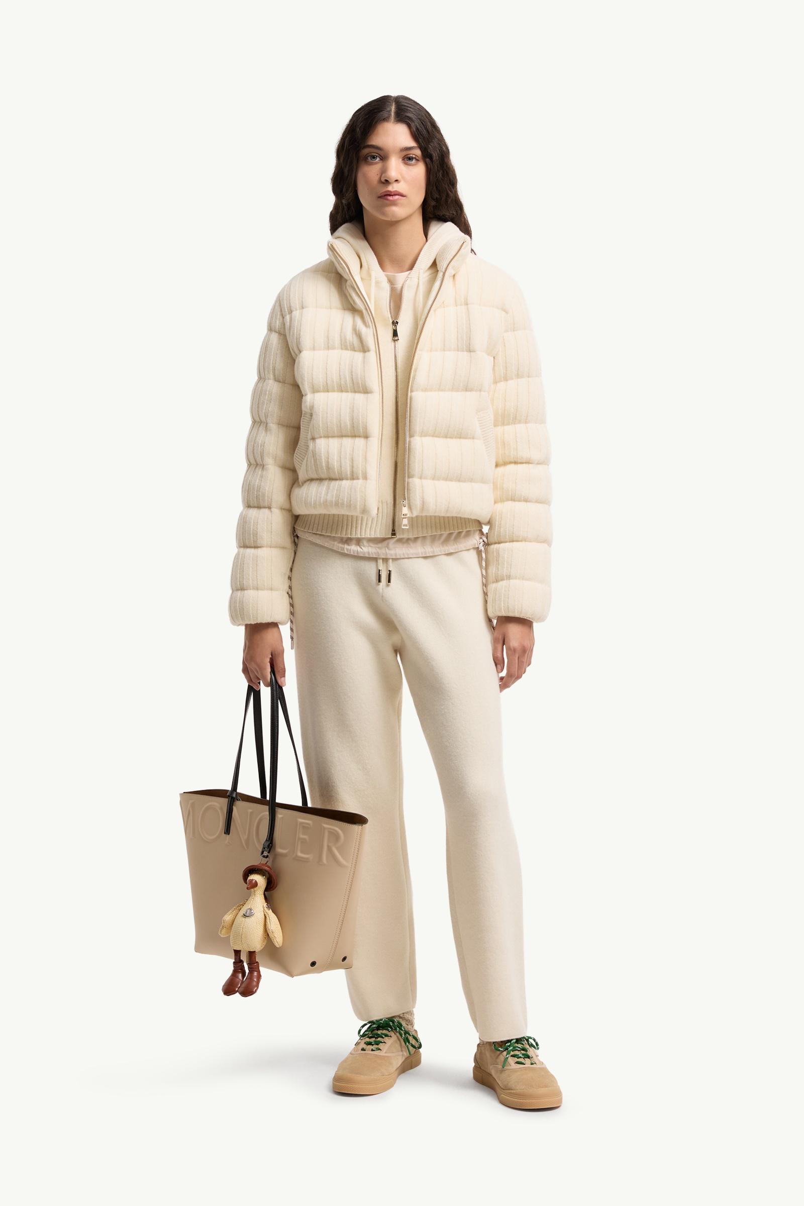 Moncler Wool & Cashmere Blend Cropped Jogging Pants White White
