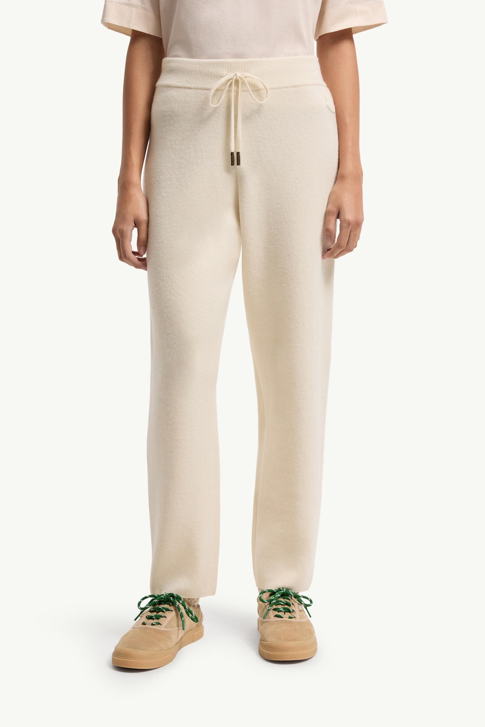 Moncler Wool & Cashmere Blend Cropped Jogging Pants White White