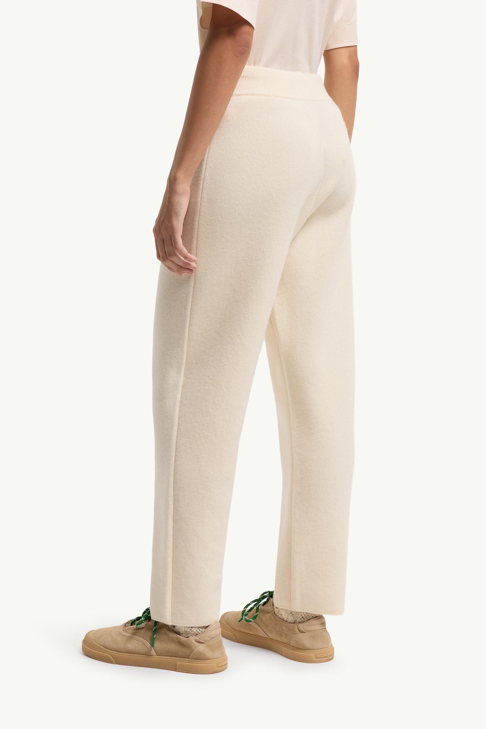 Moncler Wool & Cashmere Blend Cropped Jogging Pants White White