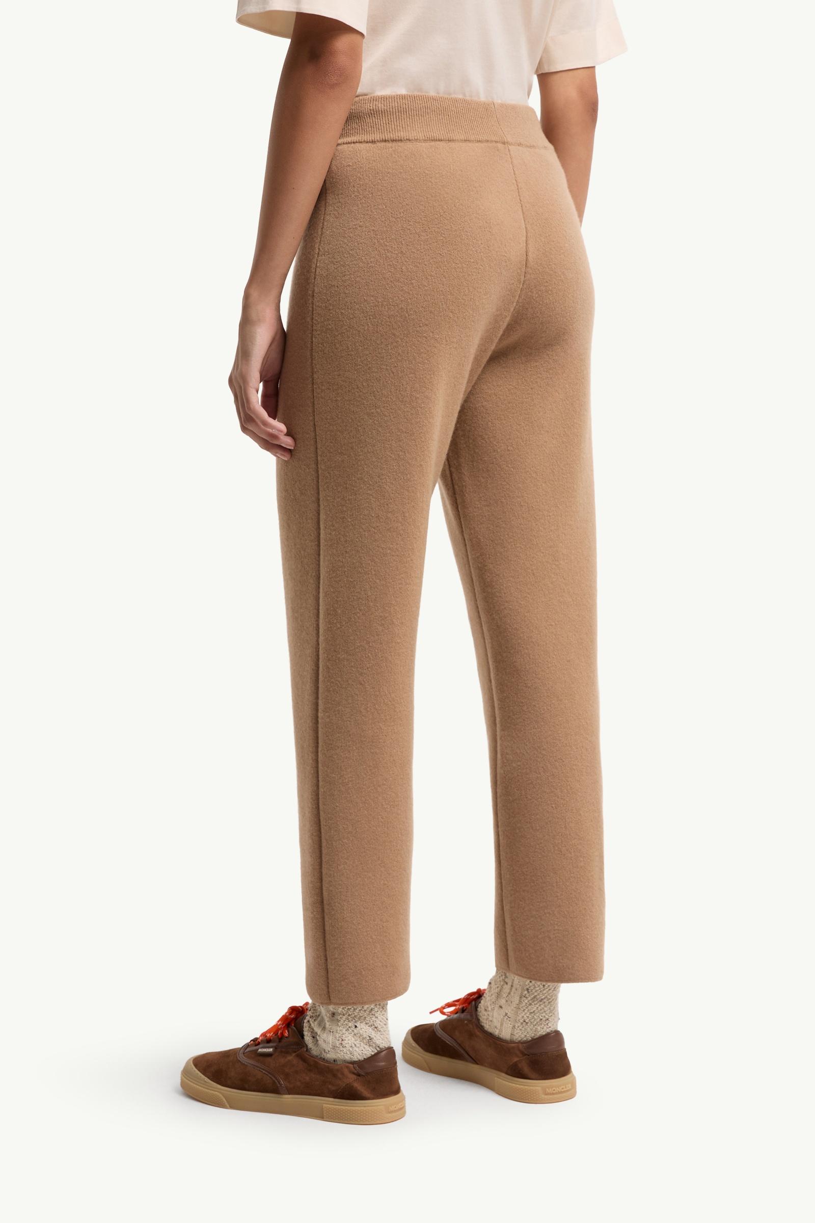 Moncler Wool & Cashmere Blend Cropped Jogging Pants Camel Beige Camel Beige