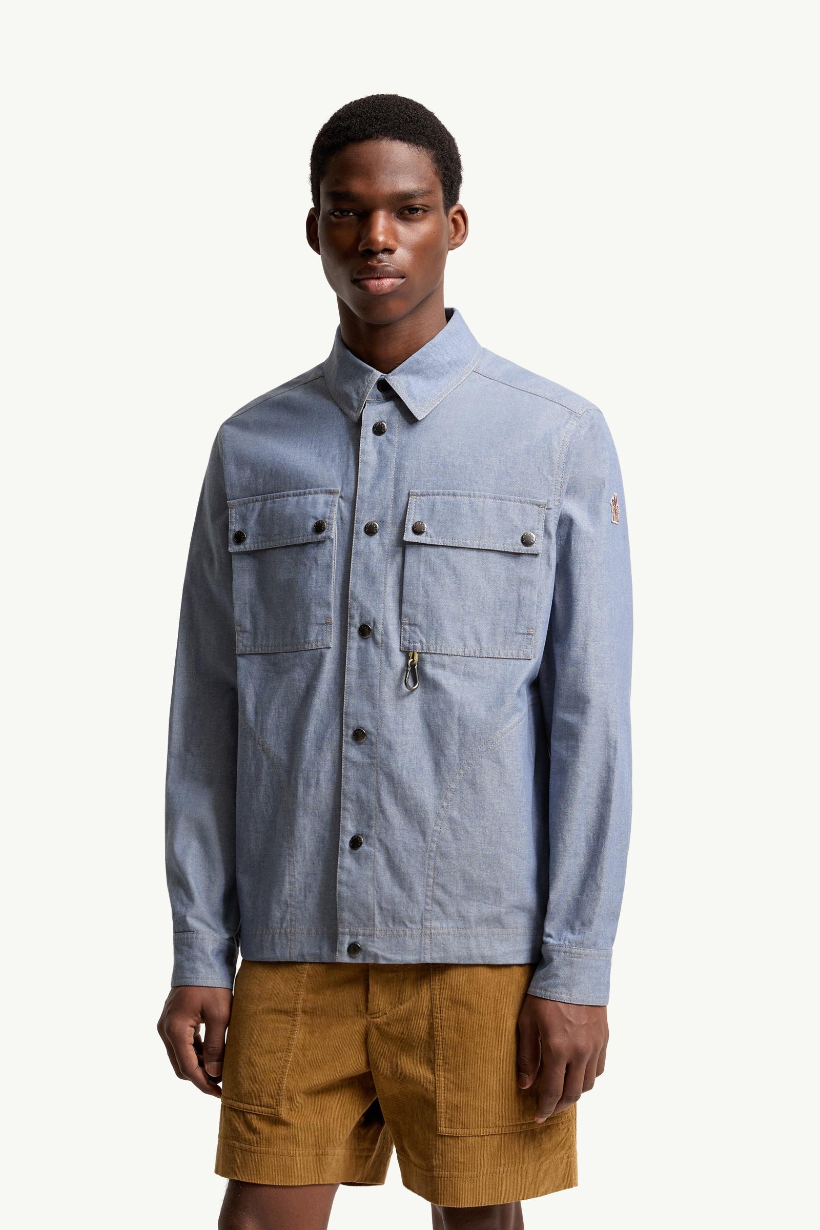 Moncler Chambray Long Sleeve Shirt Powder Blue Powder Blue