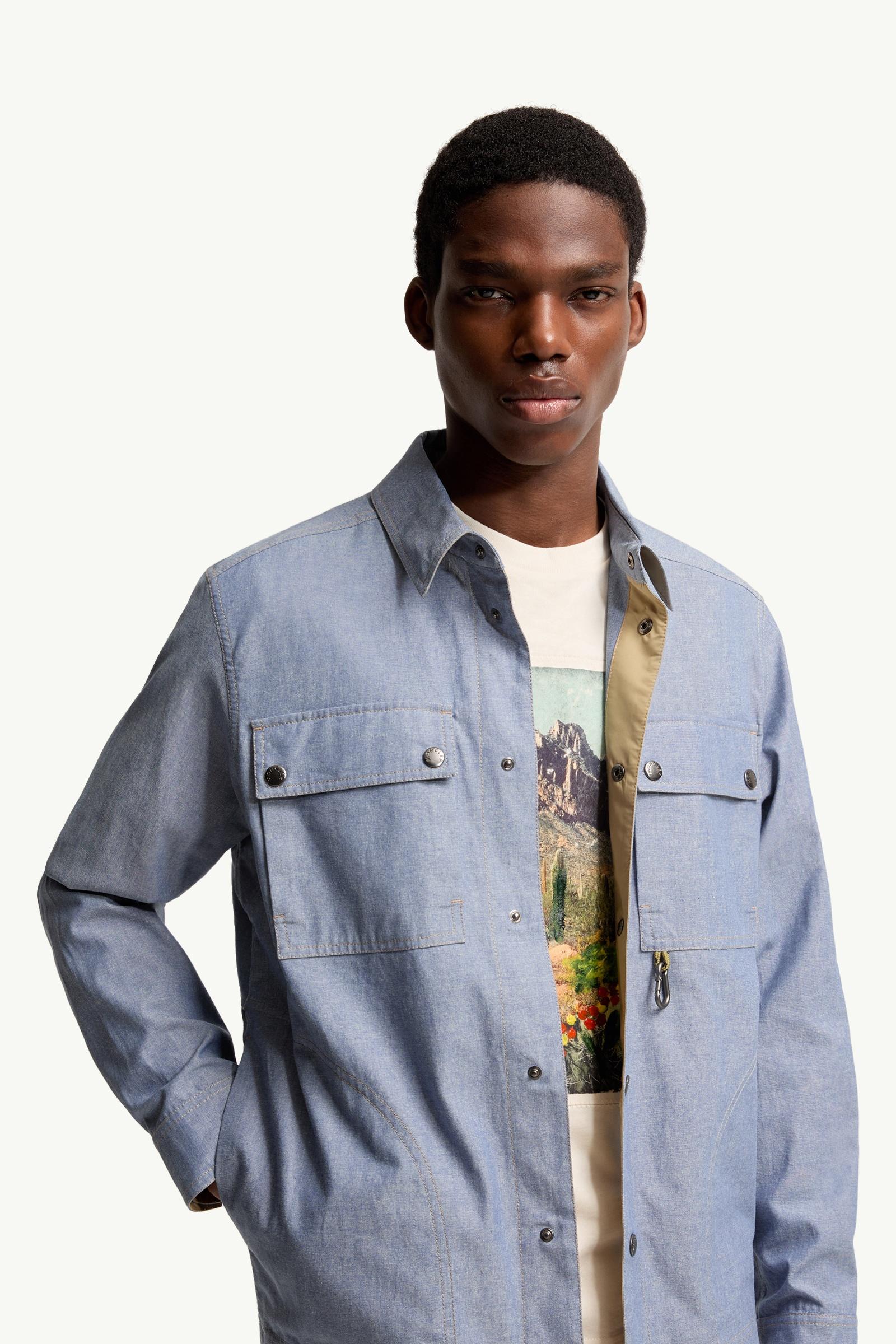 Moncler Chambray Long Sleeve Shirt Powder Blue Powder Blue