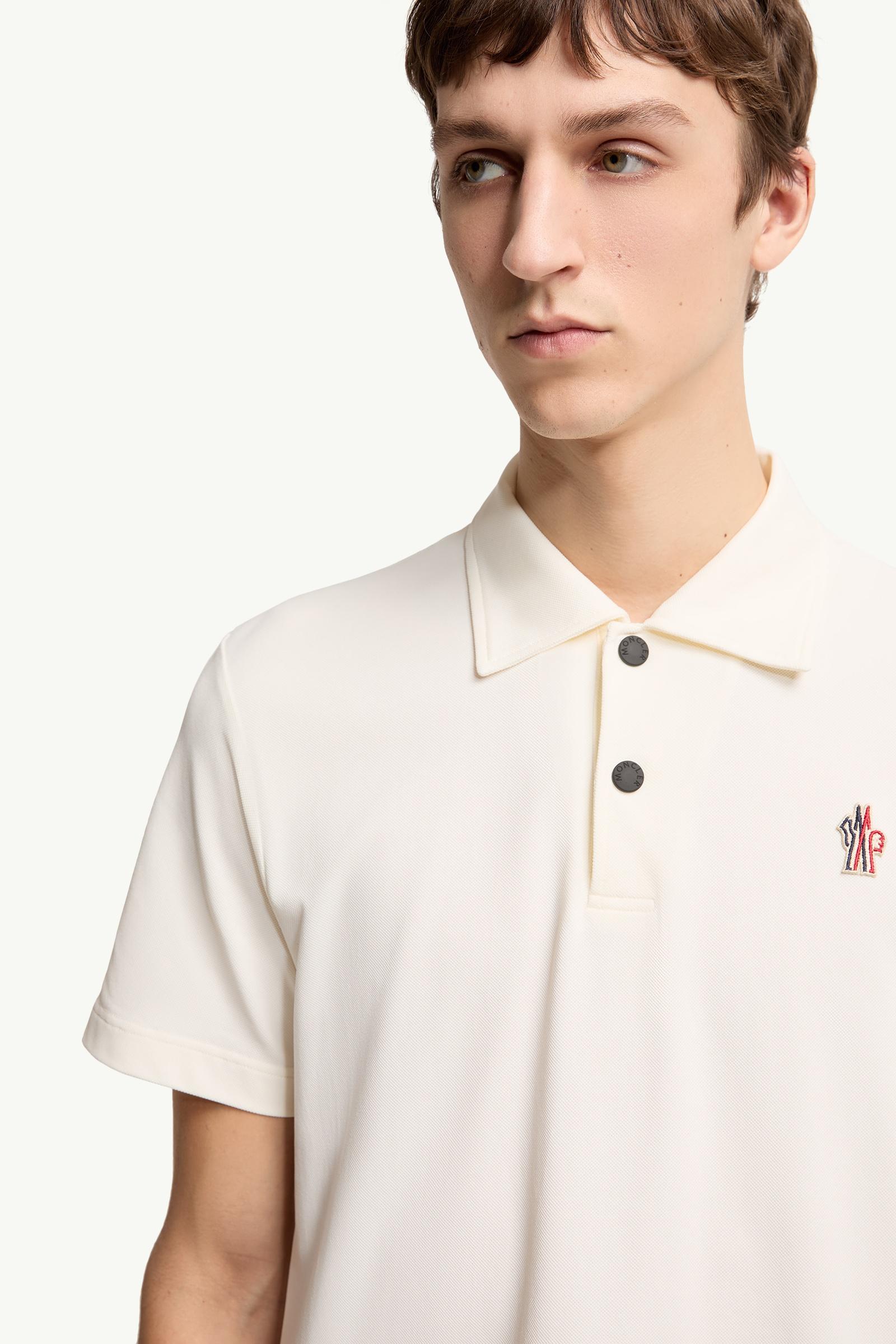 Moncler Logo Patch Polo Shirt White White