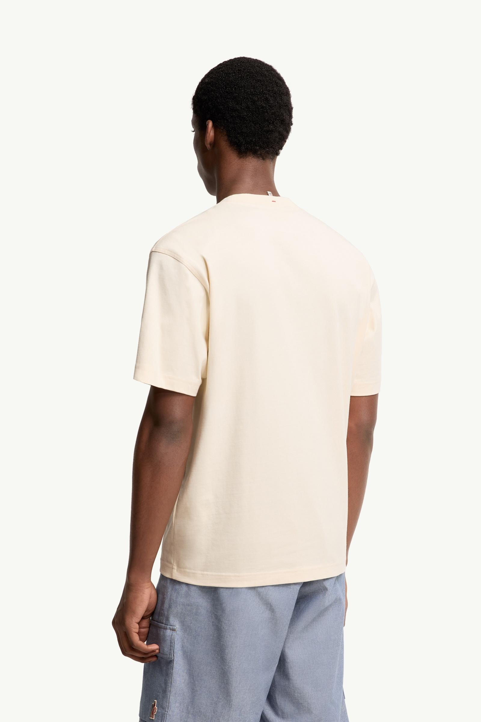 Moncler Cotton Blend T-Shirt With Denim Pocket White Ivory White Ivory