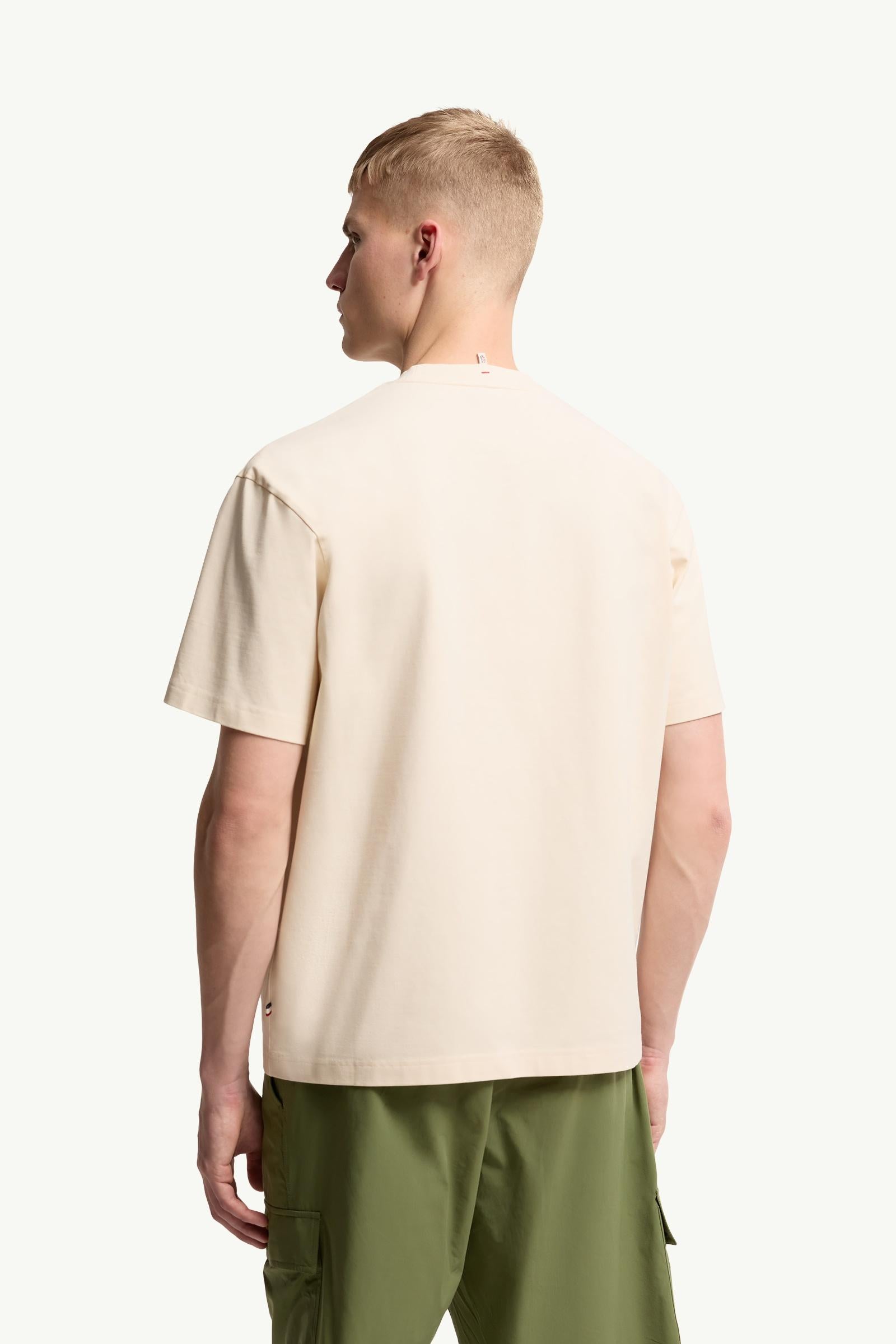 Moncler Embroidered Botanical Motif Cotton T-Shirt White Ivory White Ivory