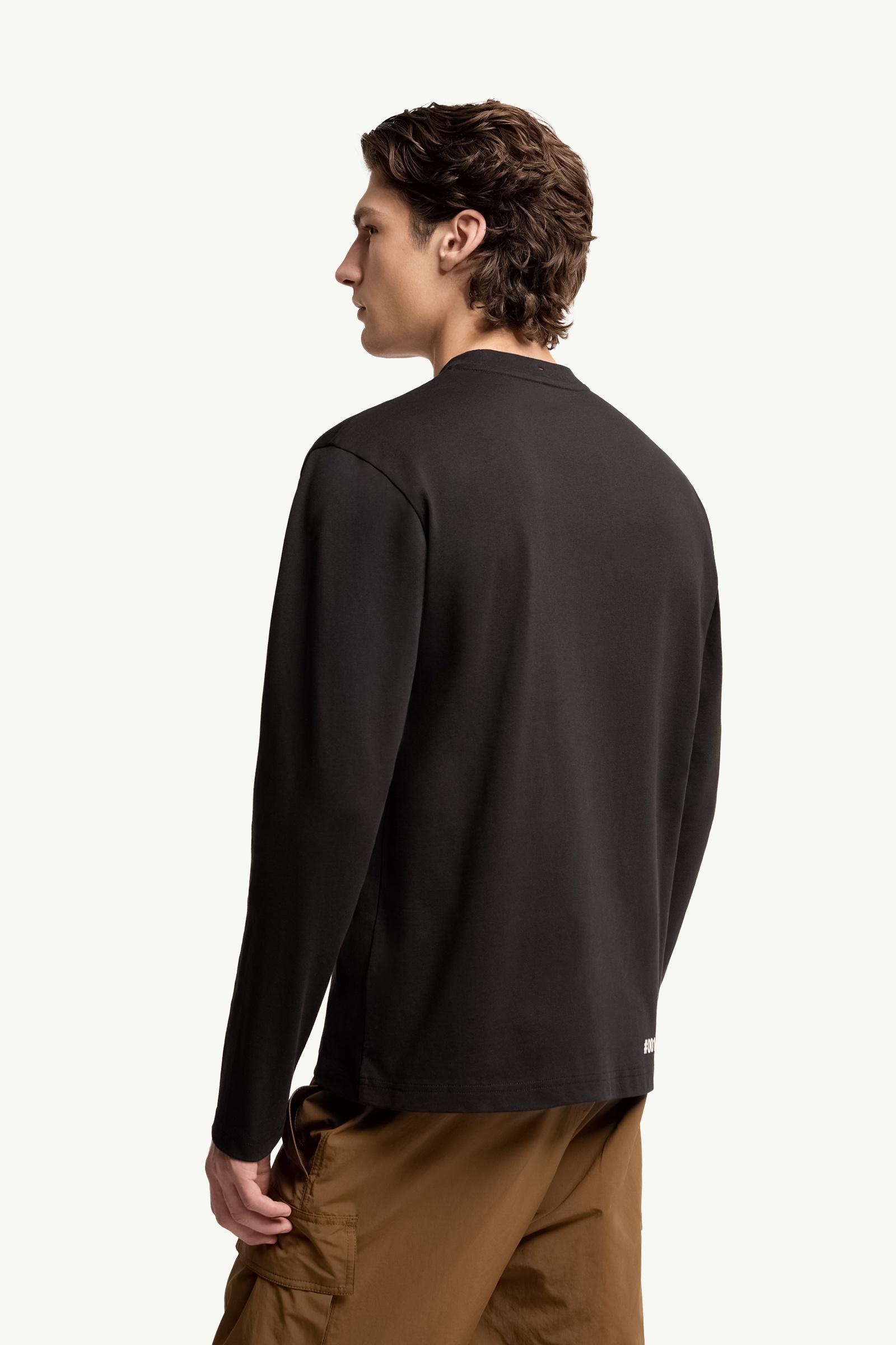 Moncler Logo Long Sleeve Cotton T-Shirt Black Black